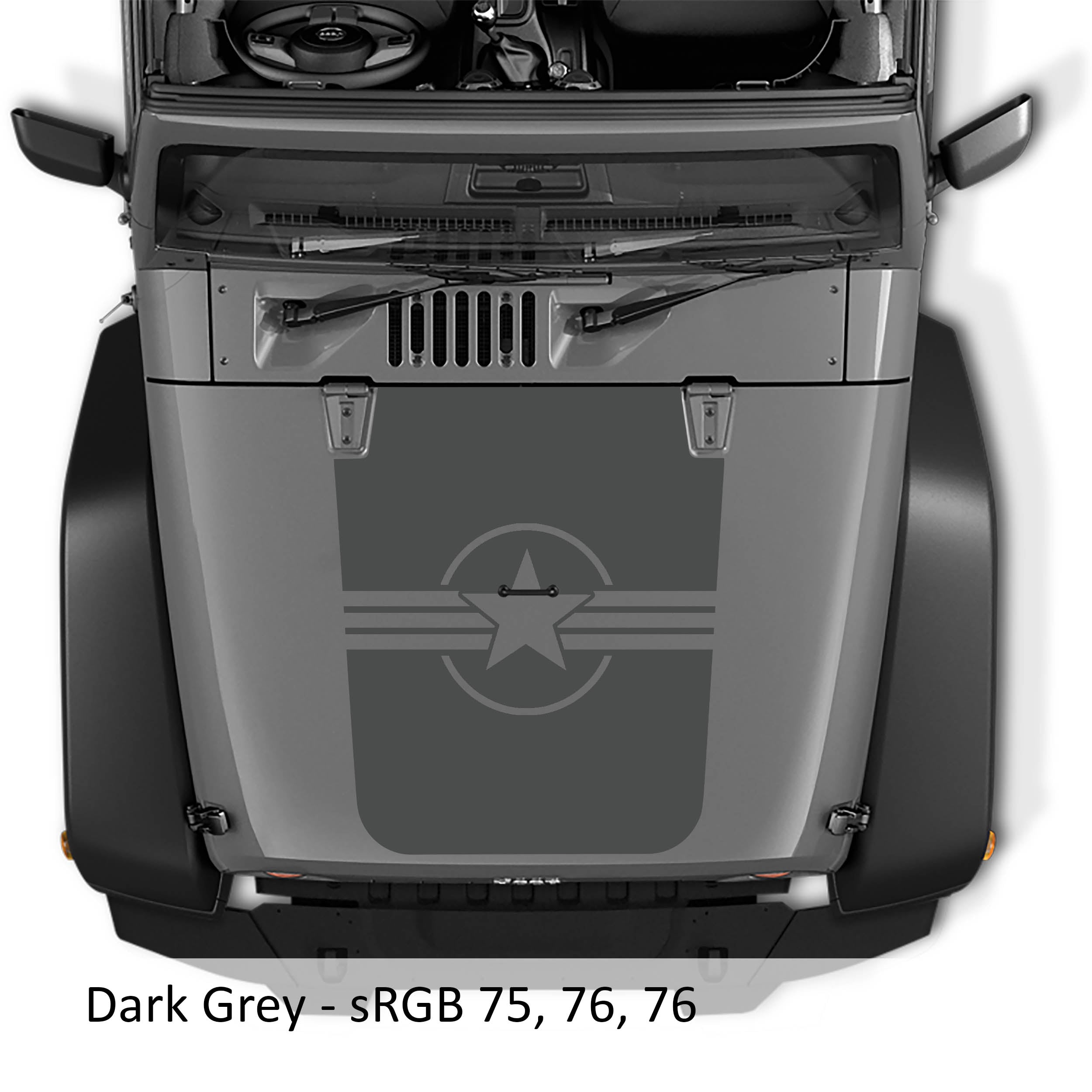 Dark grey Military Roundel Star V2 blackout hood layout showing partial distressed star and squeegee reference