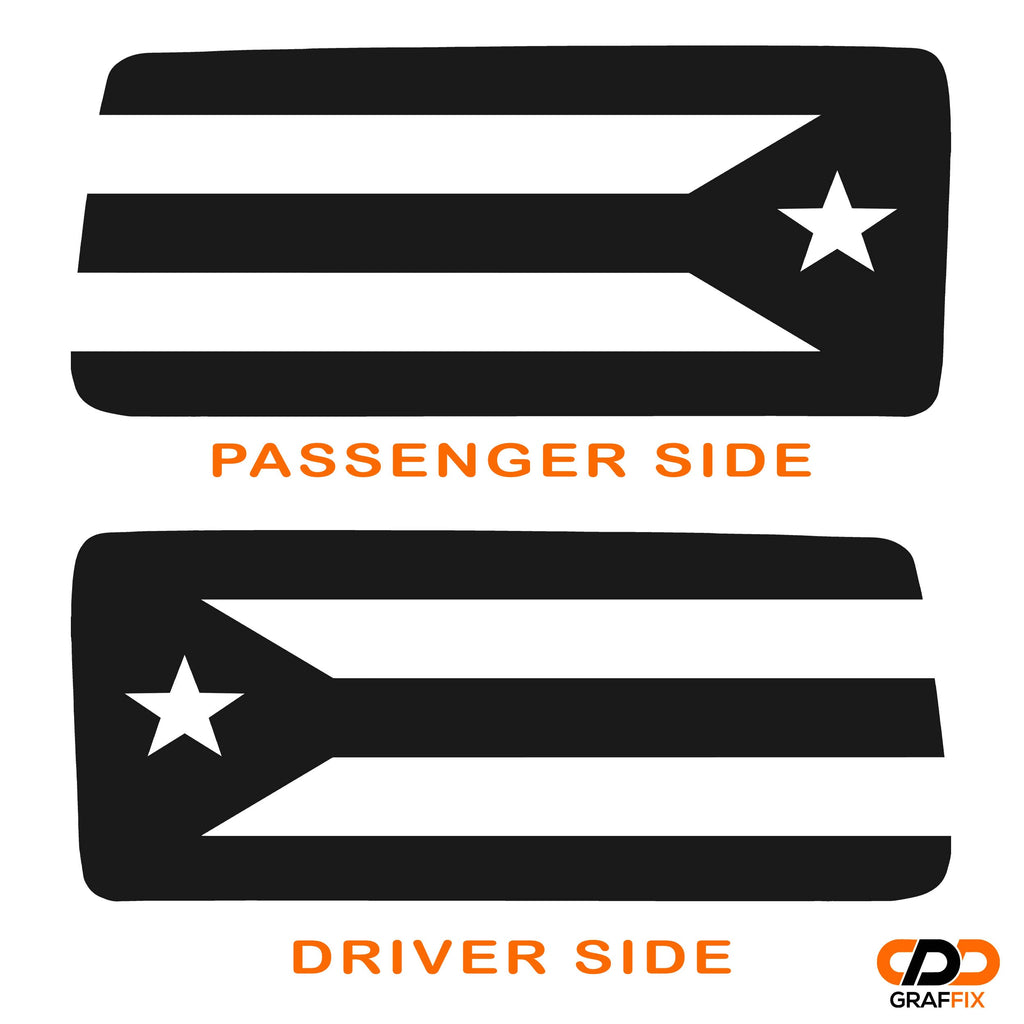 Black Puerto Rico flag hardtop window vinyl decal set for 2007-2017 Jeep Wrangler JK hard top