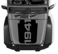 JK 1941 Jeep Wrangler hood blackout decal in black vinyl with vertical 1941 text on backing