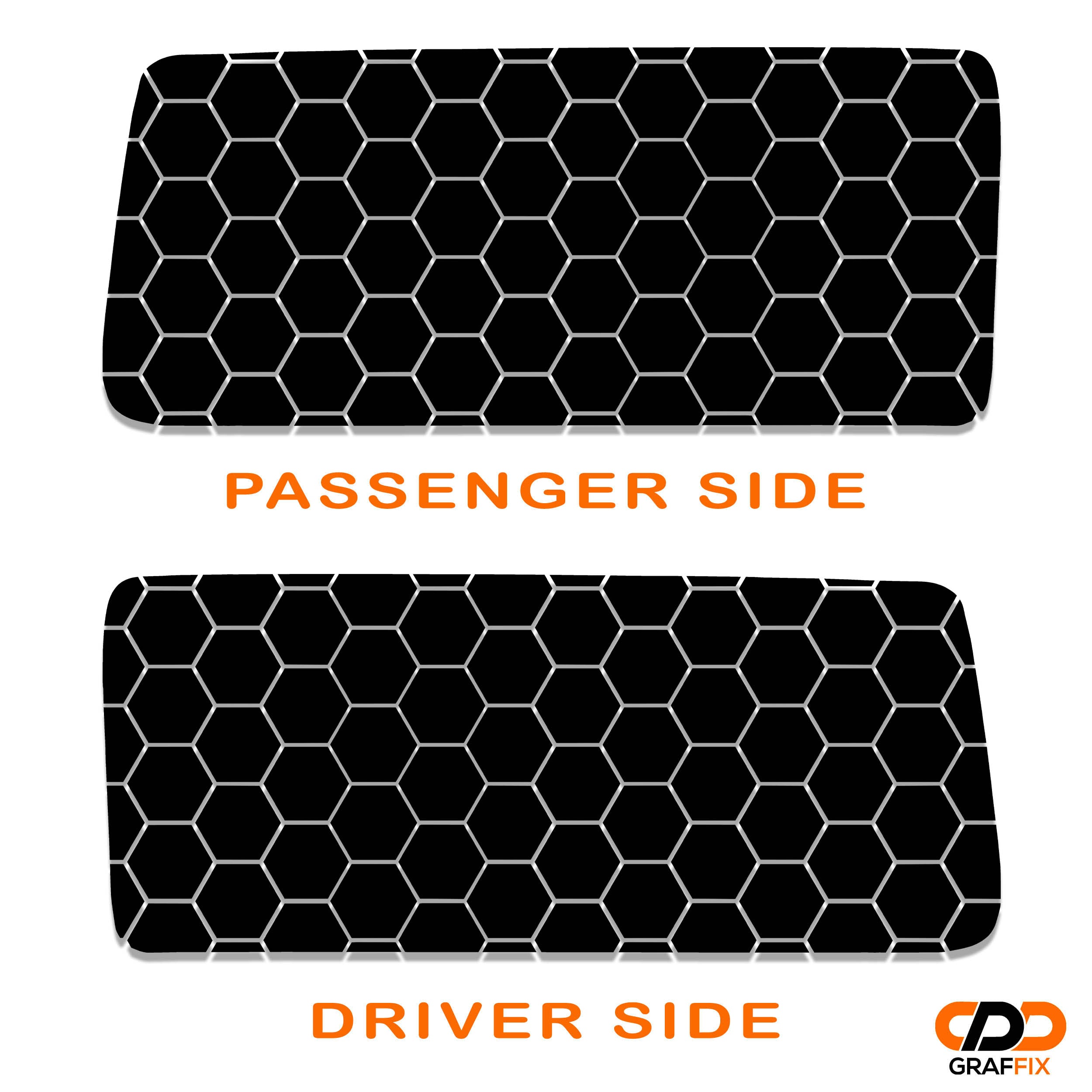 Honeycomb Hex Mesh Pattern Hardtop Window Decal Set - Fits Jeep Wrangler JKU 2007 - 2018