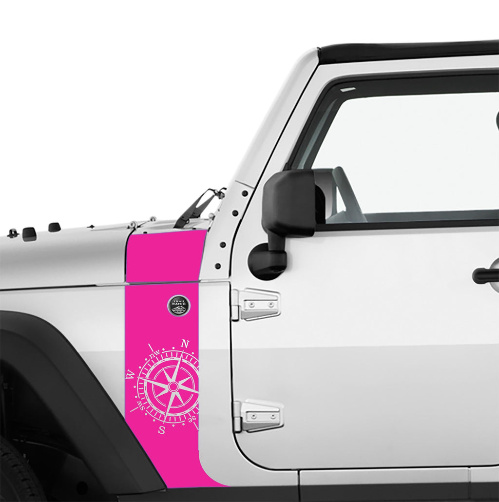 JK/JKU Nautical Compass Hood Cowl & Fender Stripe Graphic Vinyl Decal Kit x2 (Pair)