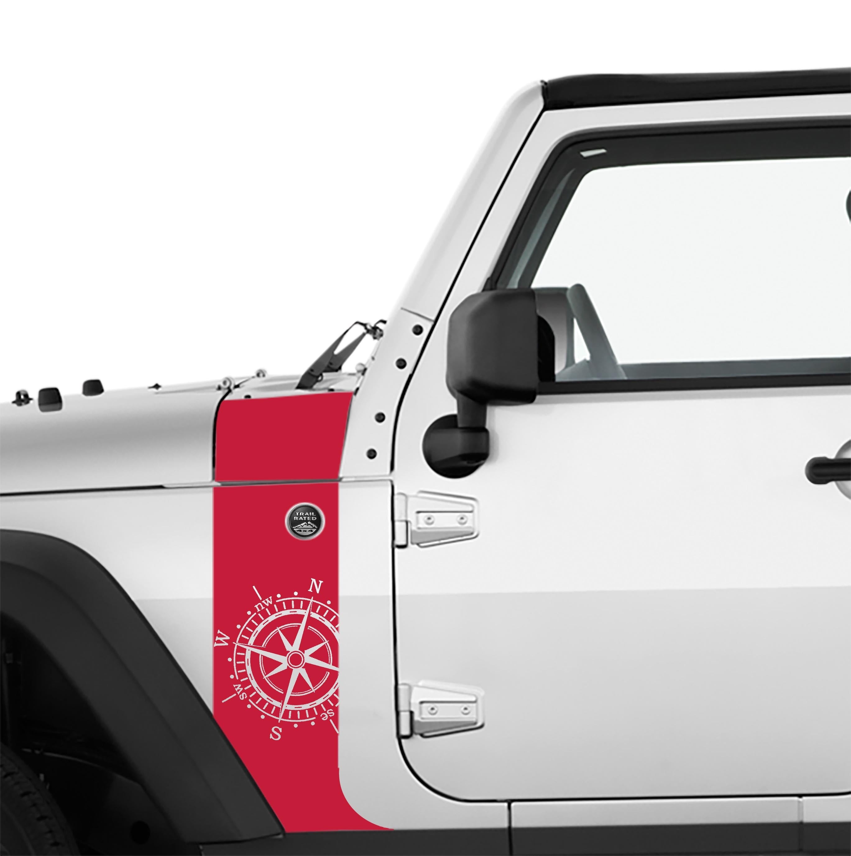 JK/JKU Nautical Compass Hood Cowl & Fender Stripe Graphic Vinyl Decal Kit x2 (Pair)