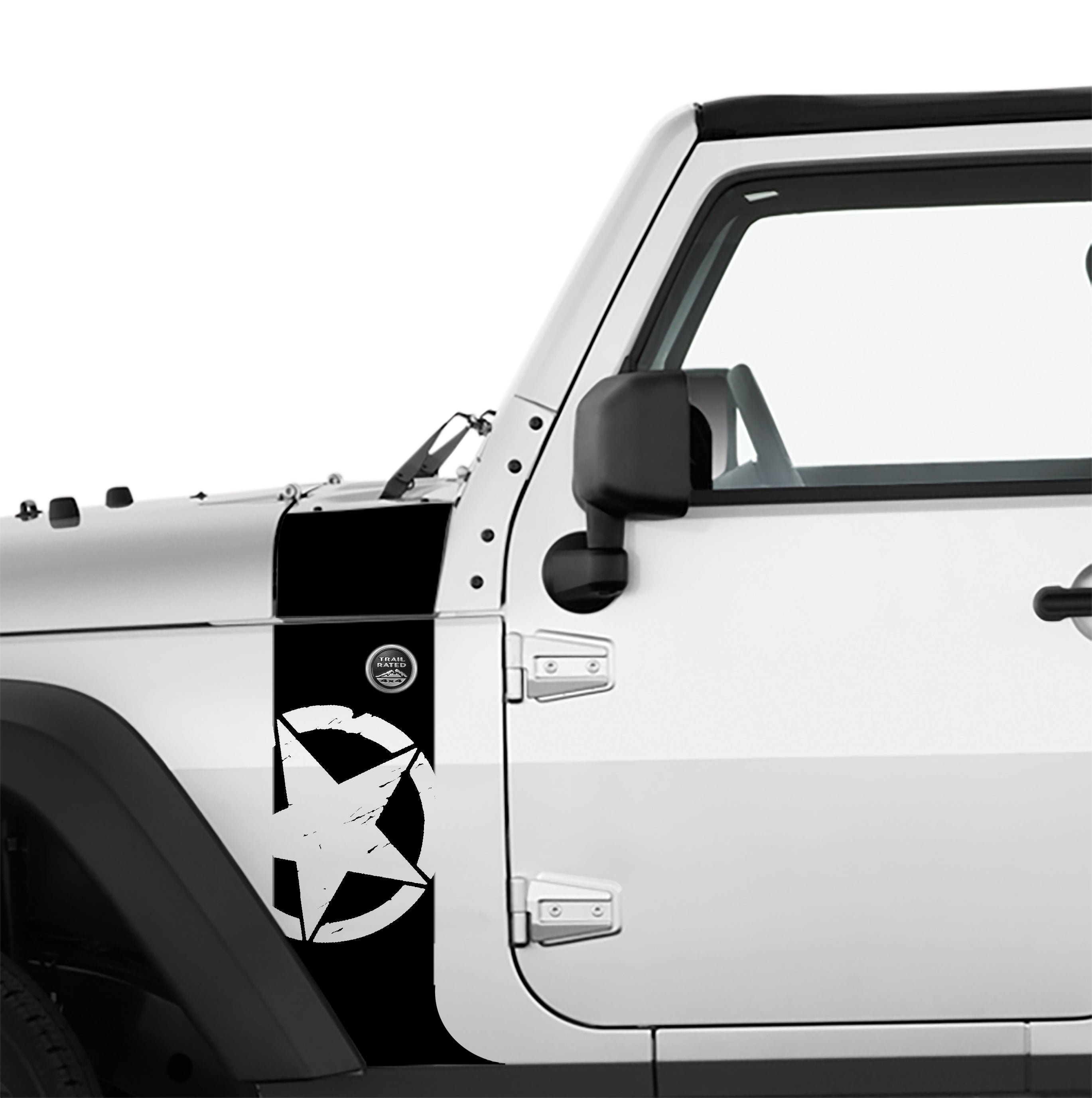 JK/JKU Alpha Romeo Military Star Hood Cowl & Fender Stripe Graphic Vinyl Decal Kit x2 (Pair)