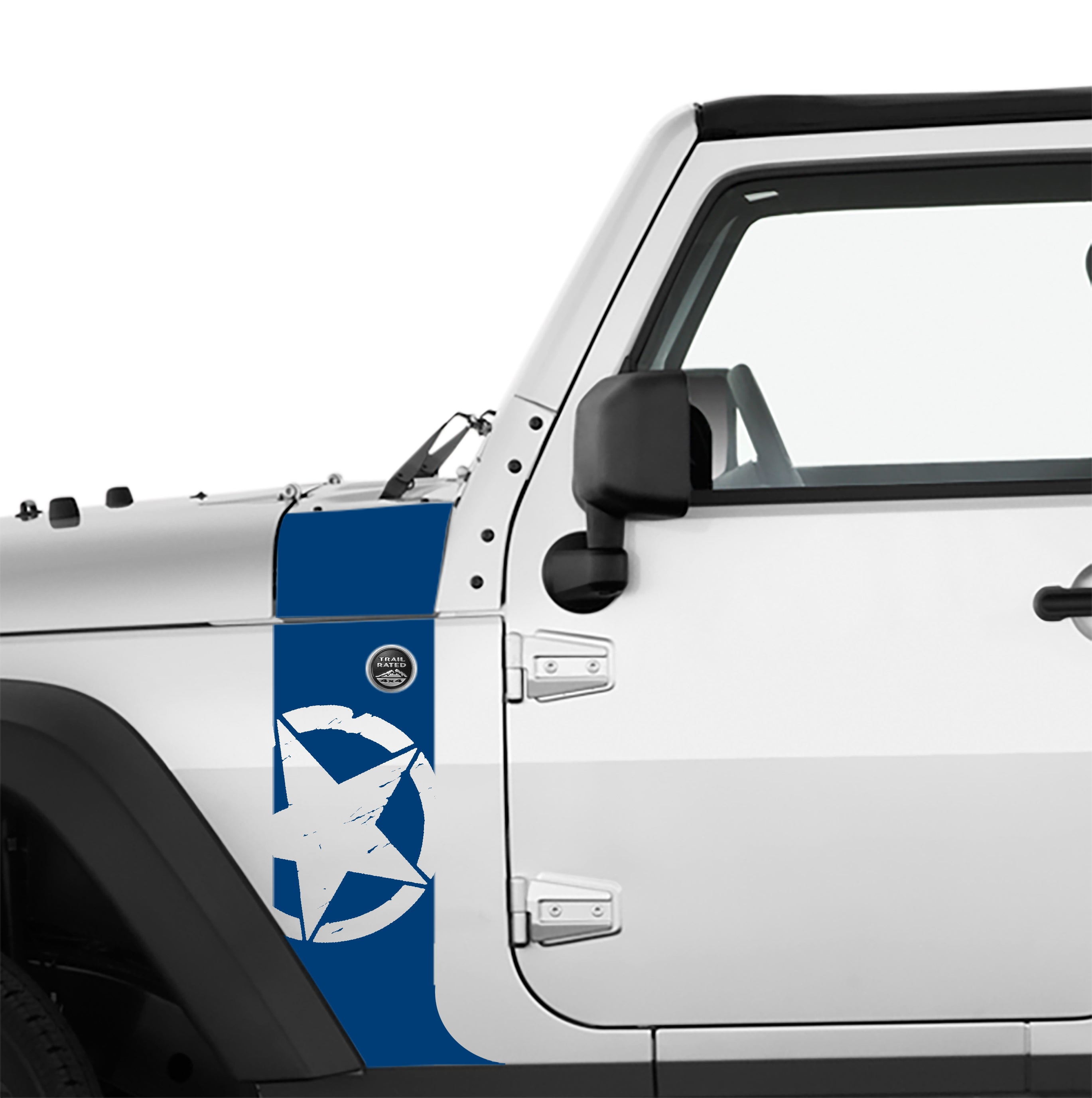 JK/JKU Alpha Romeo Military Star Hood Cowl & Fender Stripe Graphic Vinyl Decal Kit x2 (Pair)