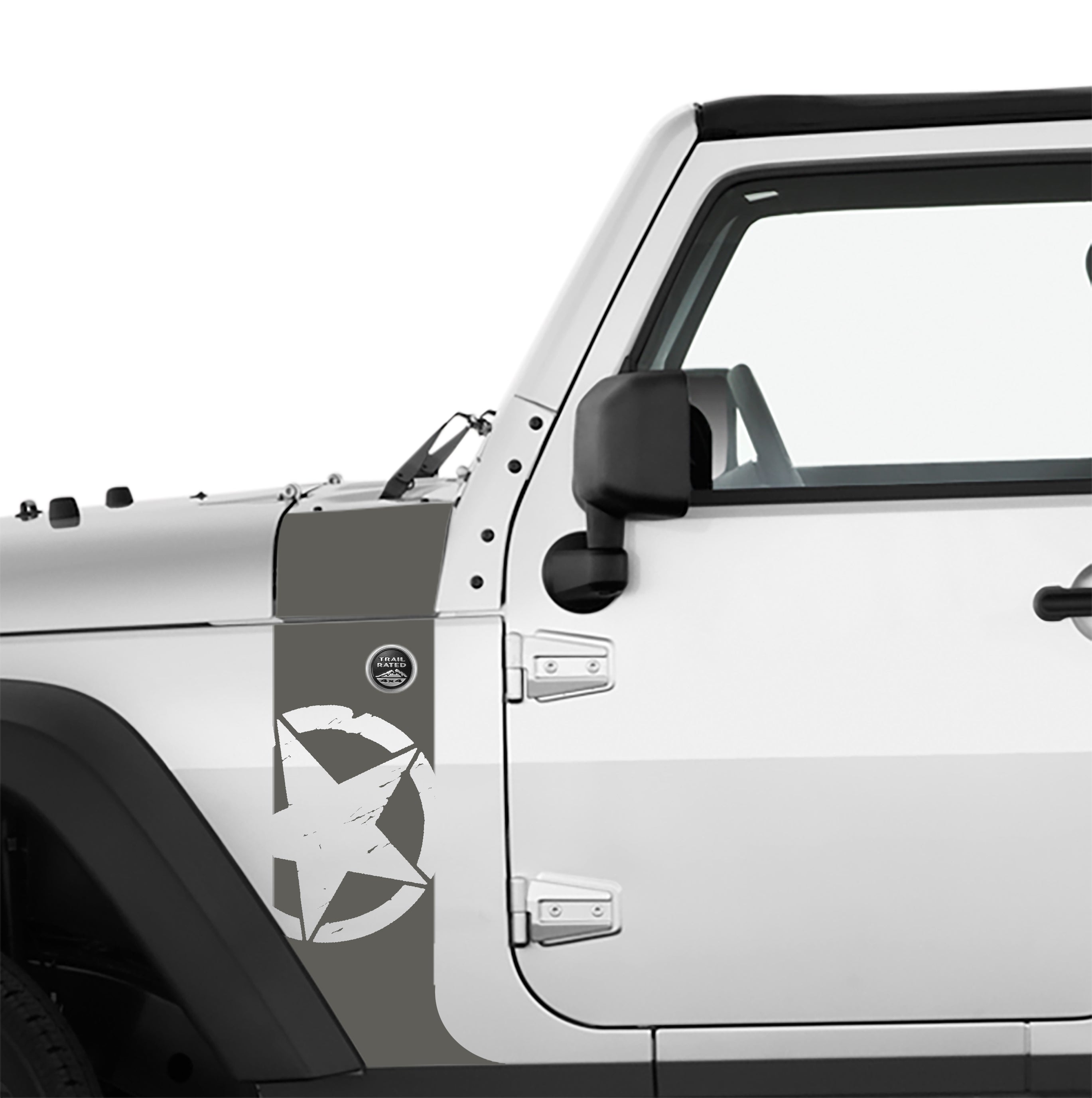 JK/JKU Alpha Romeo Military Star Hood Cowl & Fender Stripe Graphic Vinyl Decal Kit x2 (Pair)