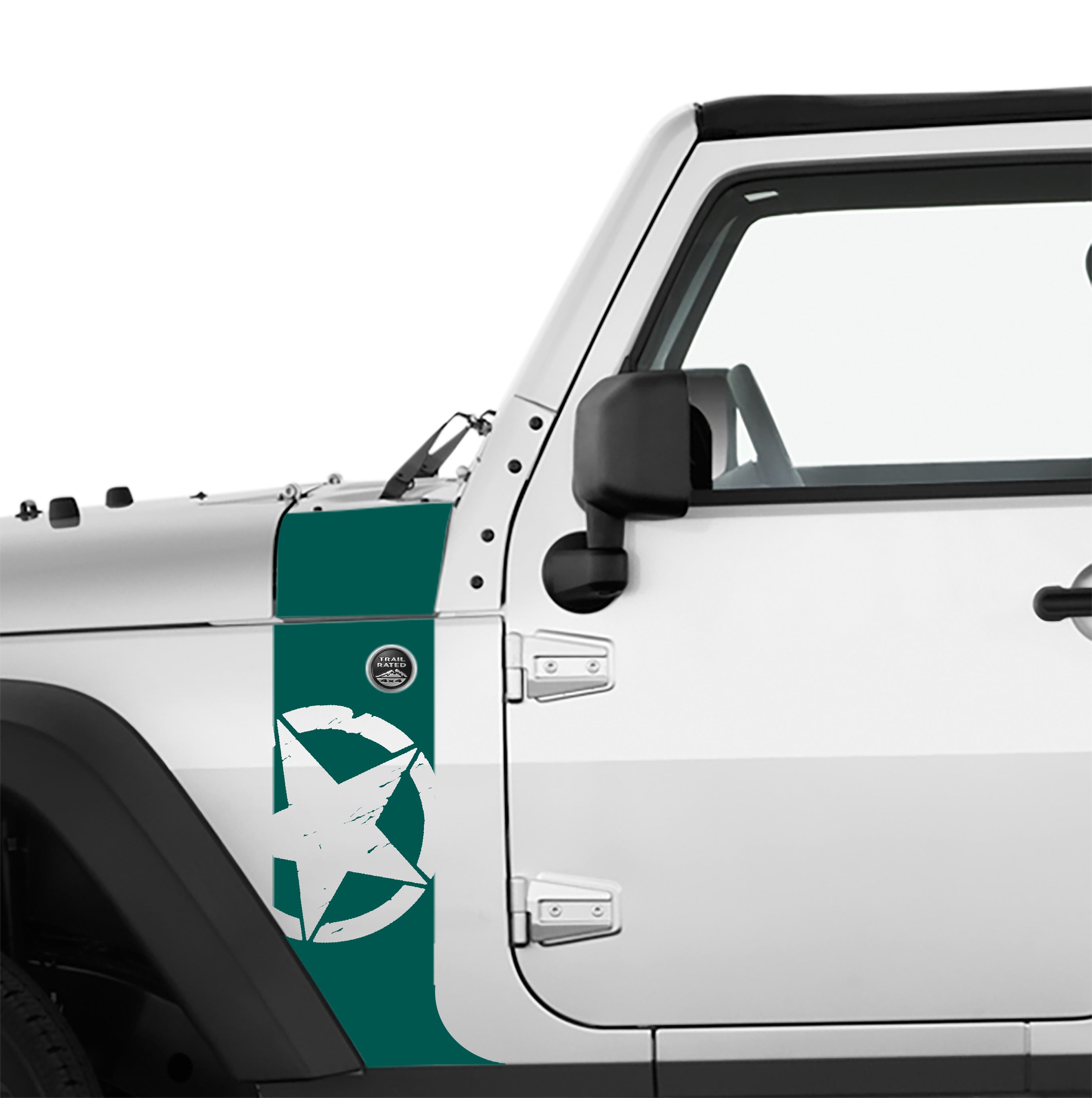 JK/JKU Alpha Romeo Military Star Hood Cowl & Fender Stripe Graphic Vinyl Decal Kit x2 (Pair)