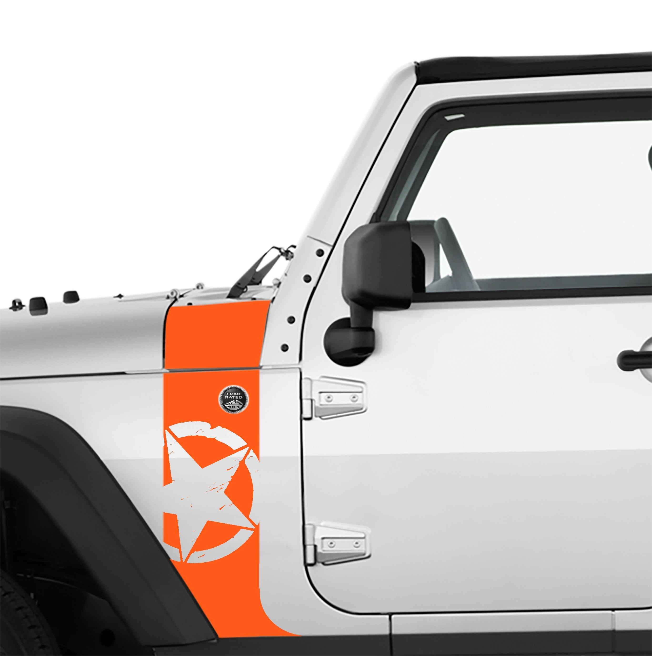 JK/JKU Alpha Romeo Military Star Hood Cowl & Fender Stripe Graphic Vinyl Decal Kit x2 (Pair)