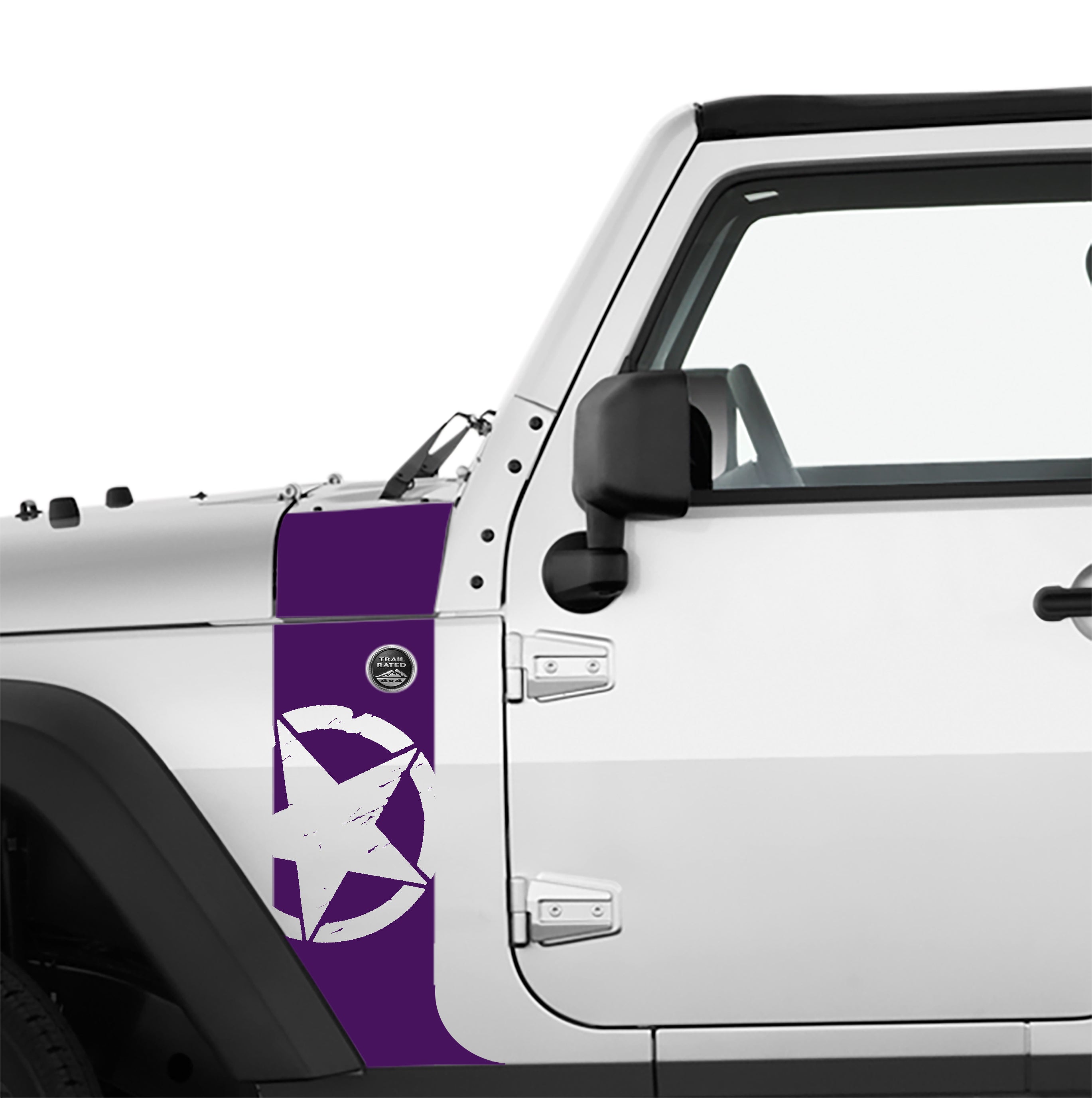 JK/JKU Alpha Romeo Military Star Hood Cowl & Fender Stripe Graphic Vinyl Decal Kit x2 (Pair)
