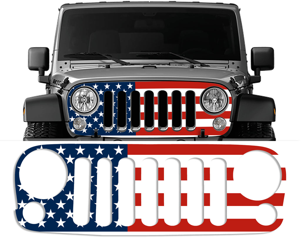 American Flag Grille Skin Vinyl Graphic for JJK & JKU Wranglers