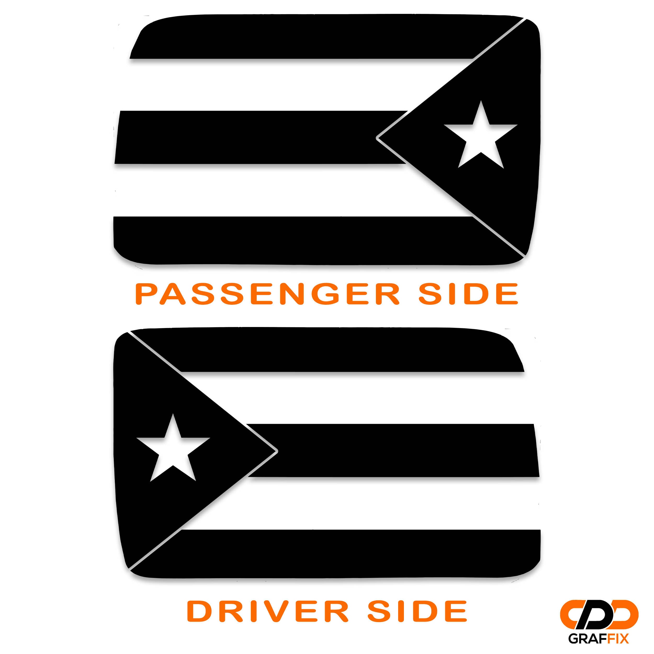 American flag JKU hardtop window decal swatch shown as alternate flag style option