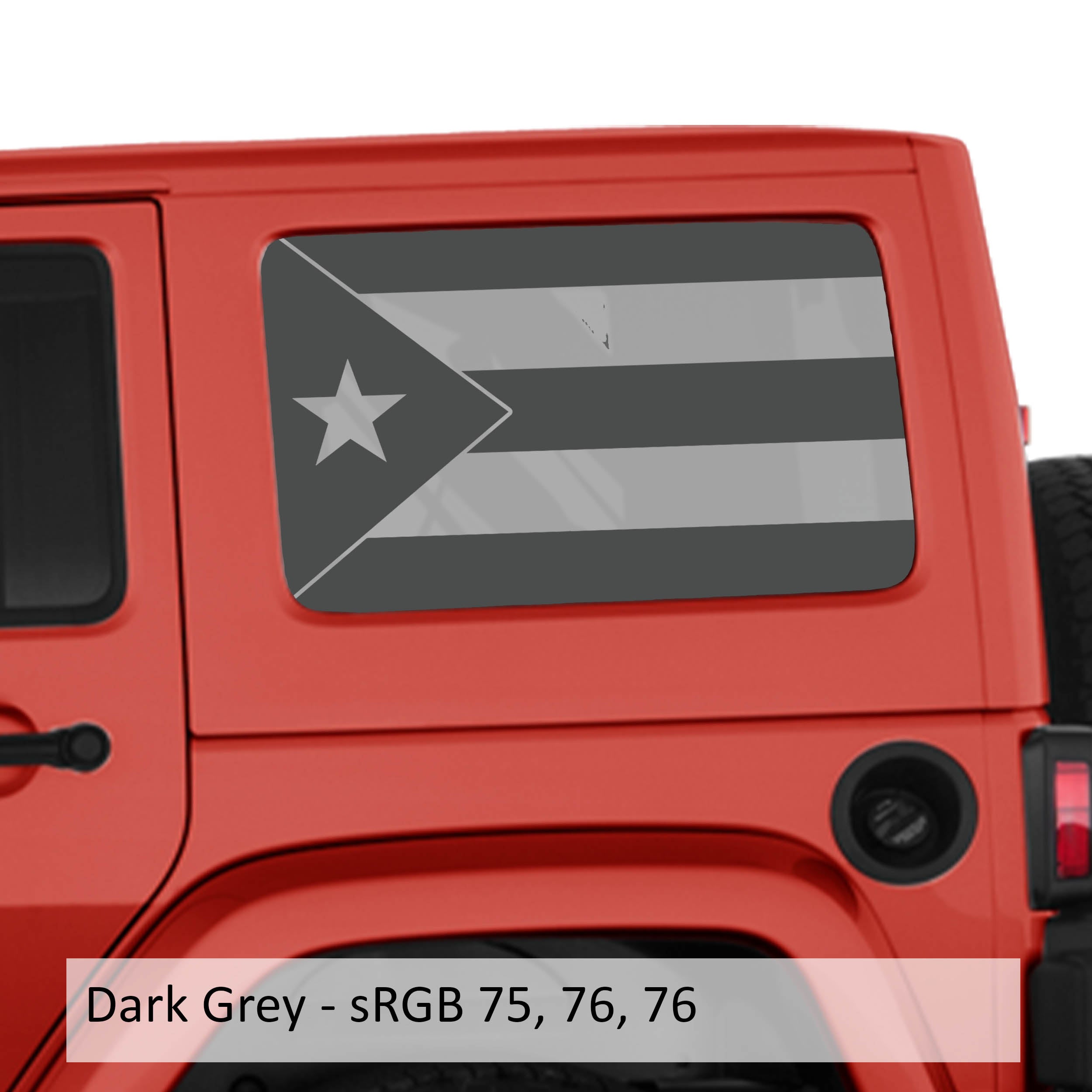 Dark Gray Puerto Rico flag hardtop window decal swatch for Jeep Wrangler JKU 07-18