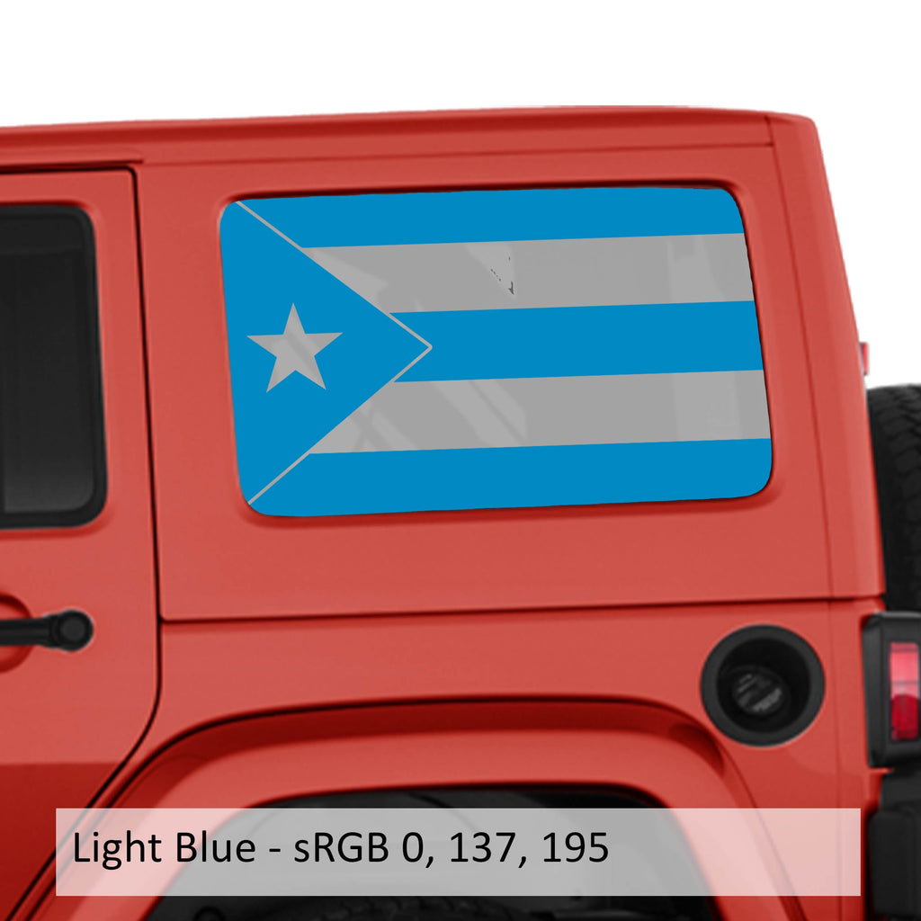 Light Blue Puerto Rico flag hardtop window decal swatch for Jeep Wrangler JKU 07-18