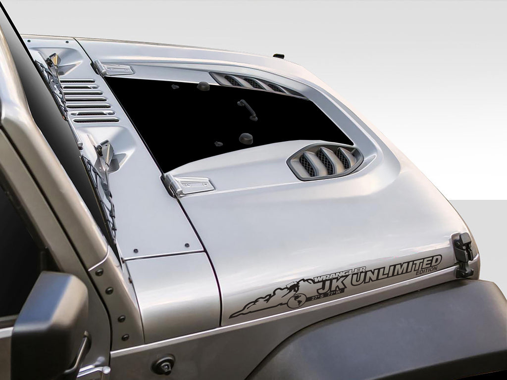 JK/JKU Unlimited Mountain Waterproof Hood Vinyl Decal Set x2 (Pair)