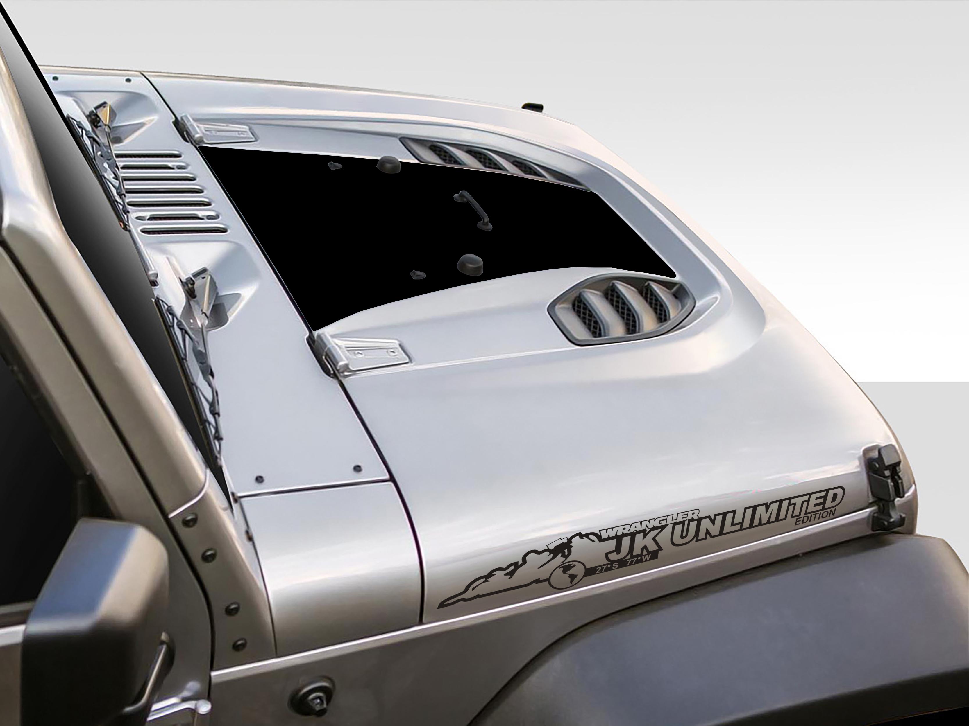 JK/JKU Unlimited Mountain Waterproof Hood Vinyl Decal Set x2 (Pair)