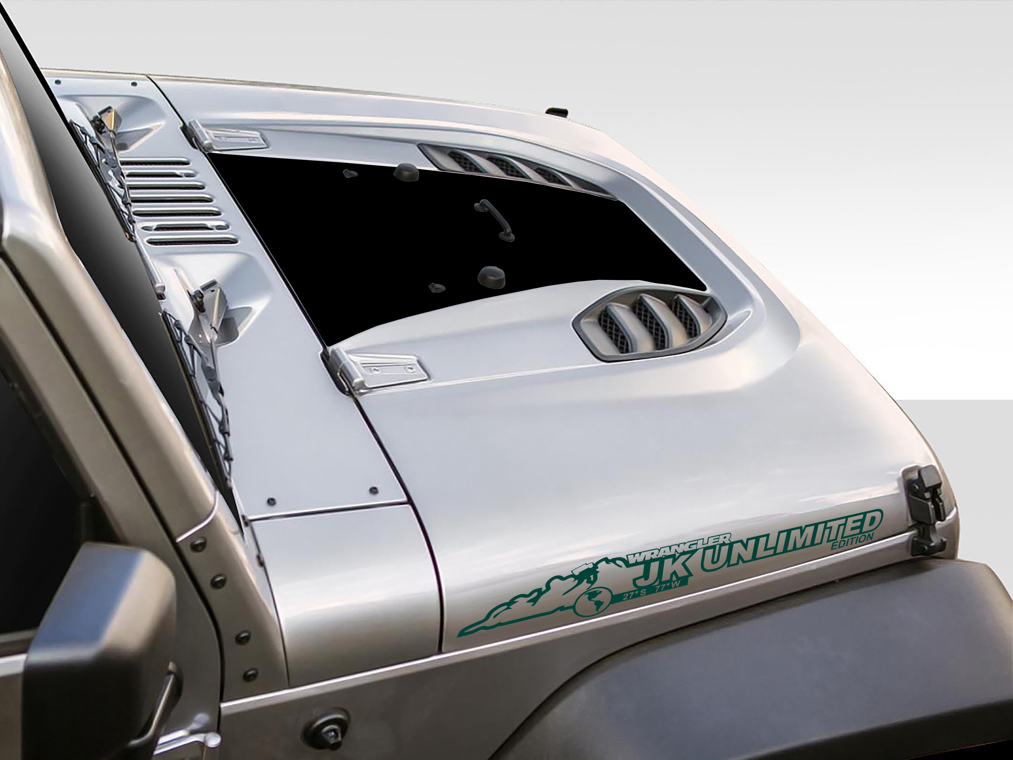 JK/JKU Unlimited Mountain Waterproof Hood Vinyl Decal Set x2 (Pair)