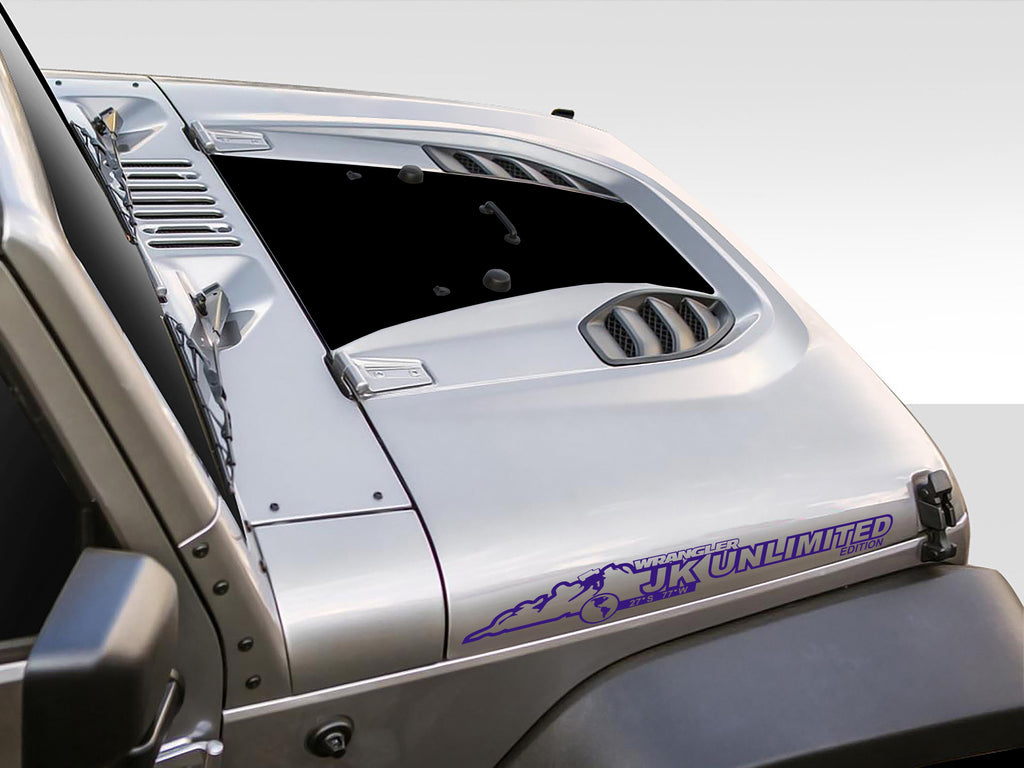 JK/JKU Unlimited Mountain Waterproof Hood Vinyl Decal Set x2 (Pair)