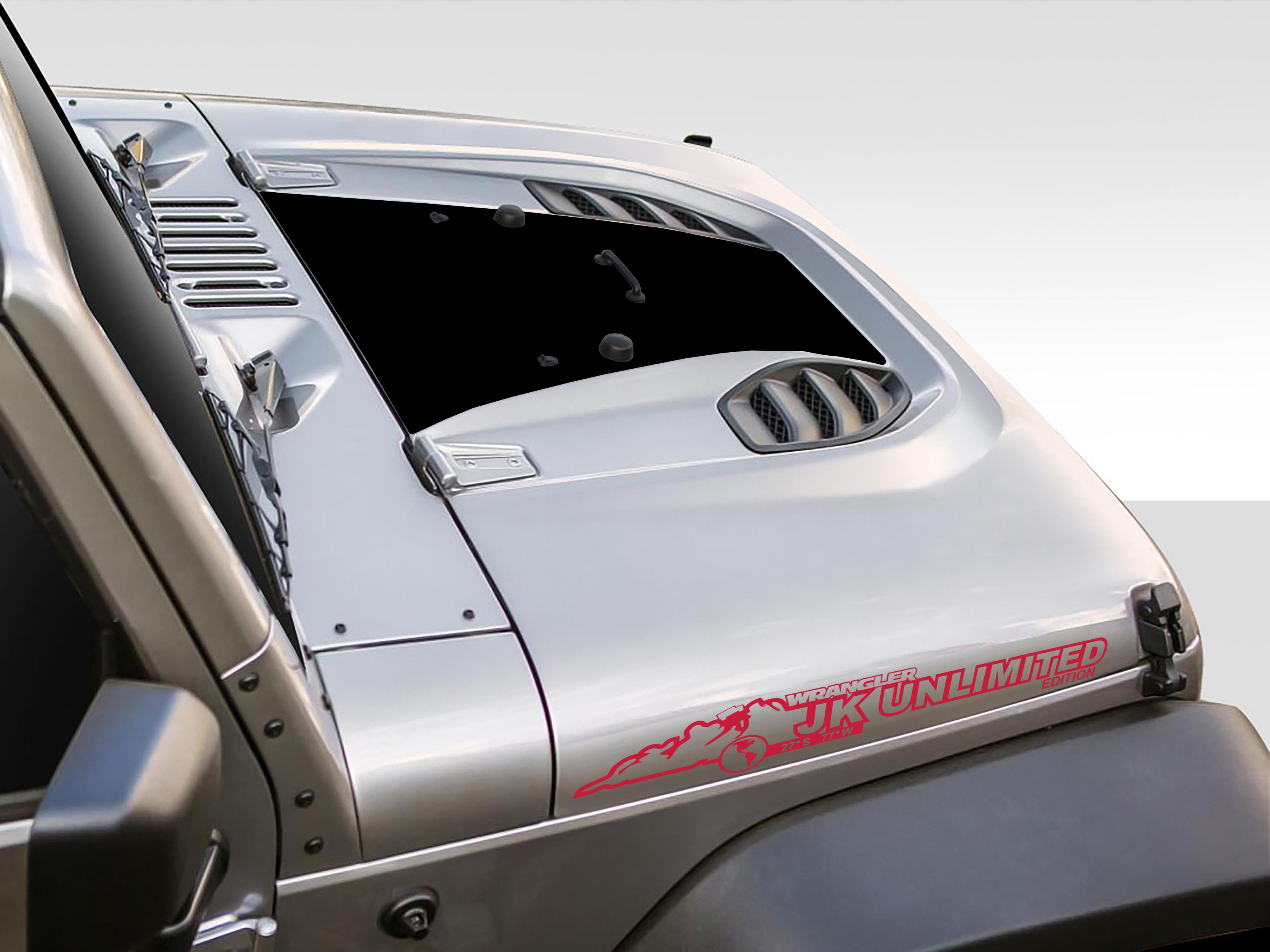 JK/JKU Unlimited Mountain Waterproof Hood Vinyl Decal Set x2 (Pair)