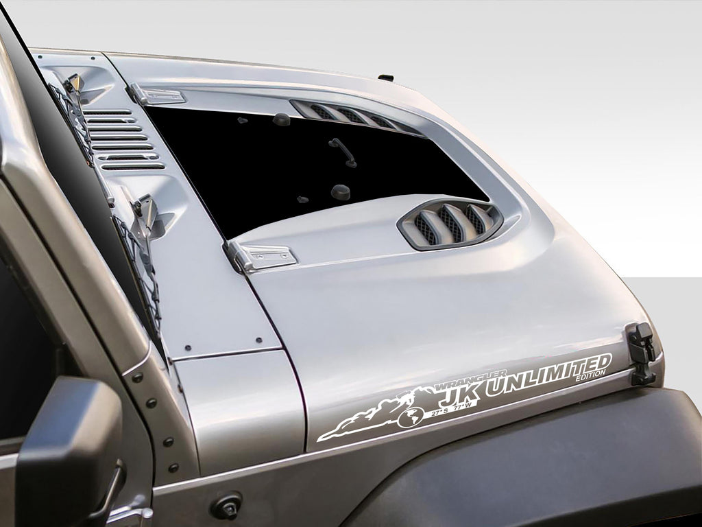 JK/JKU Unlimited Mountain Waterproof Hood Vinyl Decal Set x2 (Pair)