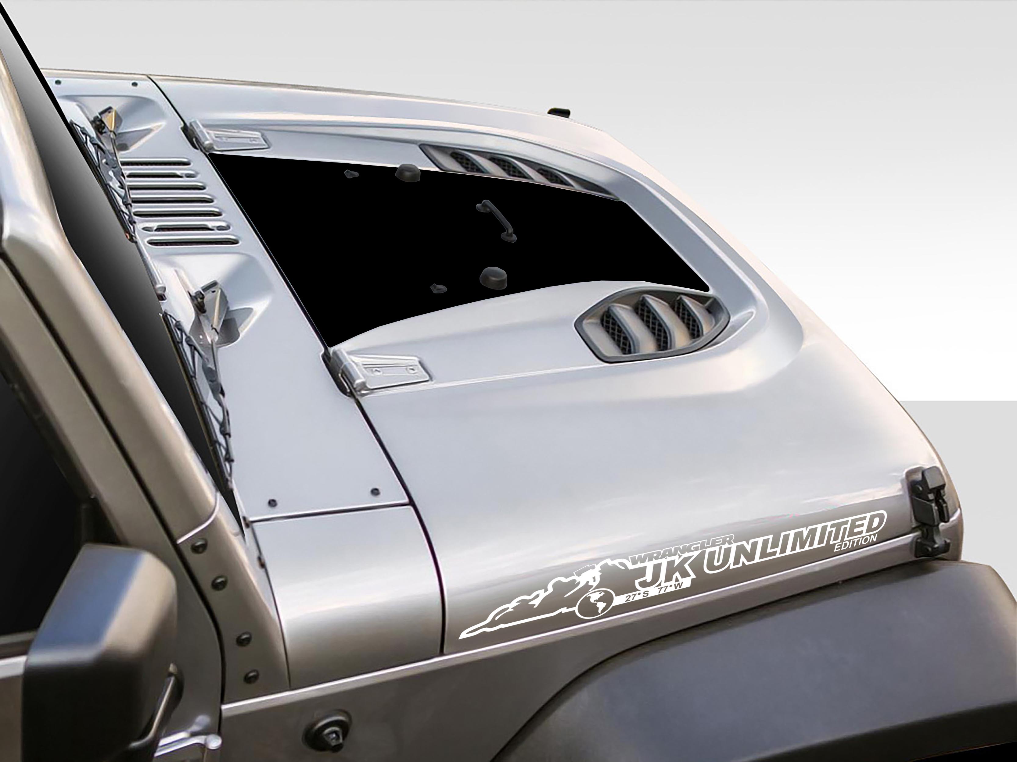 JK/JKU Unlimited Mountain Waterproof Hood Vinyl Decal Set x2 (Pair)