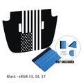 Black American flag blackout hood decal installed on JL Wrangler or JT Gladiator Sport hood