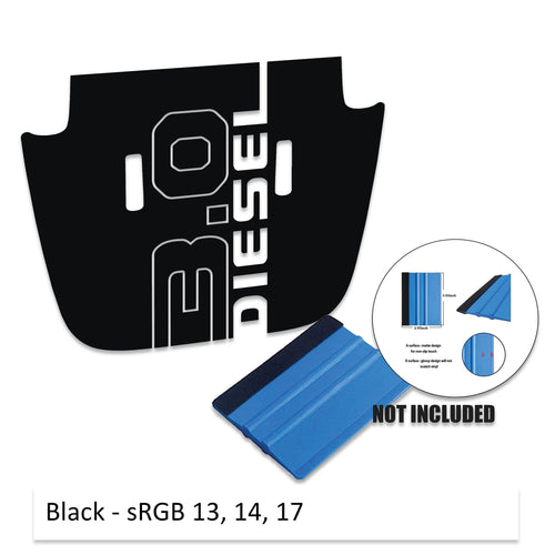 3.0 Diesel black center hood vinyl decal for Jeep JL JT, outlined block lettering, sRGB 13 14 17 black
