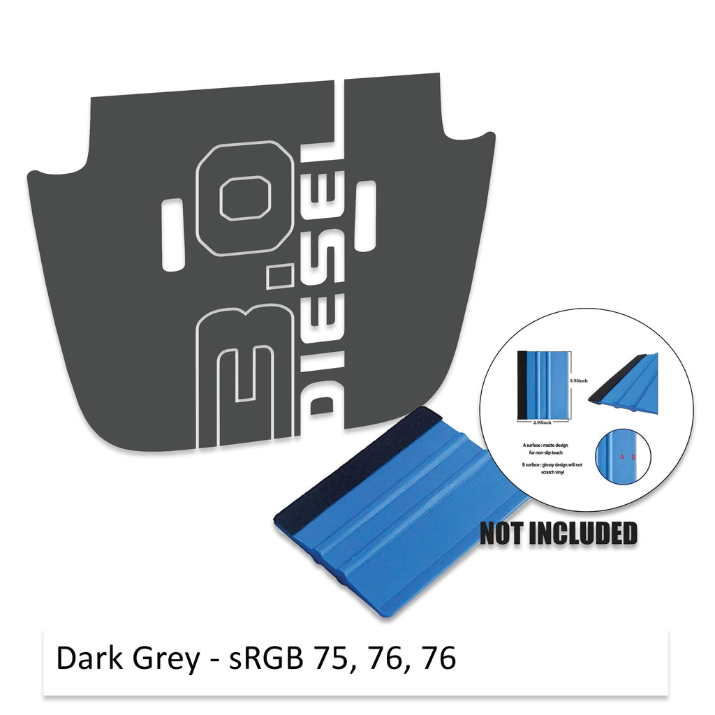 Dark gray 3.0 Diesel center hood vinyl decal sized for 2018 plus Jeep JL JT Sport Sahara Overland Willys