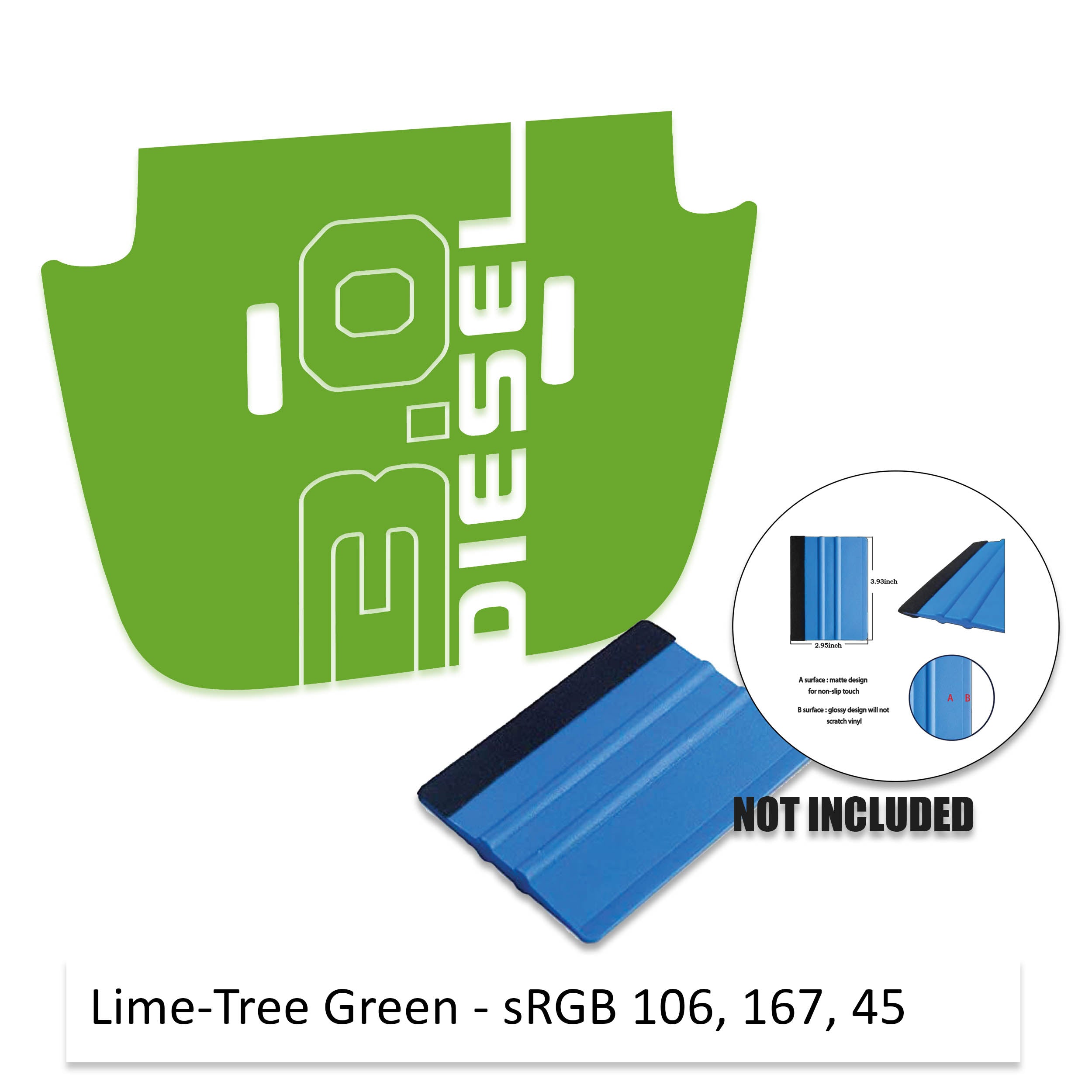 Light green 3.0 Diesel hood-shaped vinyl decal cut for 2018 plus Jeep JL JT Sport Sahara Overland Willys