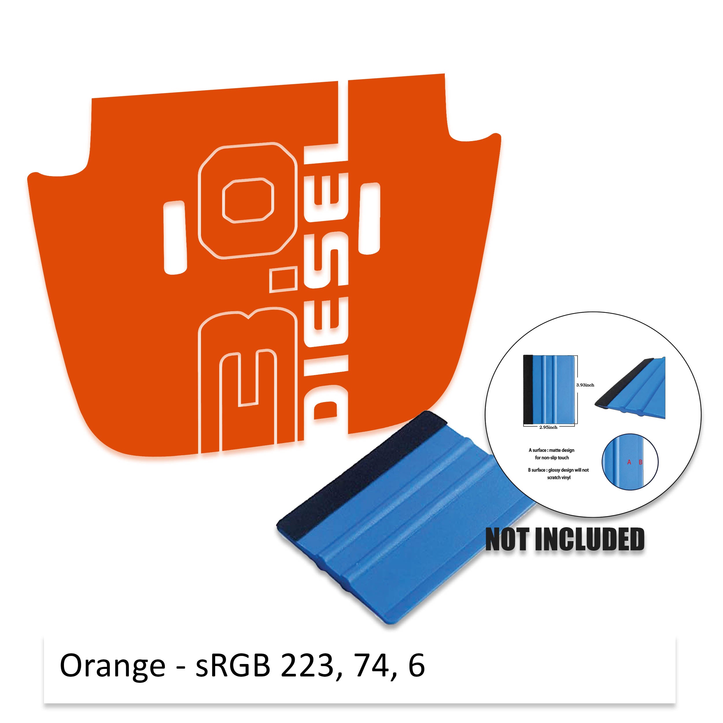 Orange 3.0 Diesel center hood vinyl decal die-cut for 2018 plus Jeep JL JT Sport Sahara Overland Willys