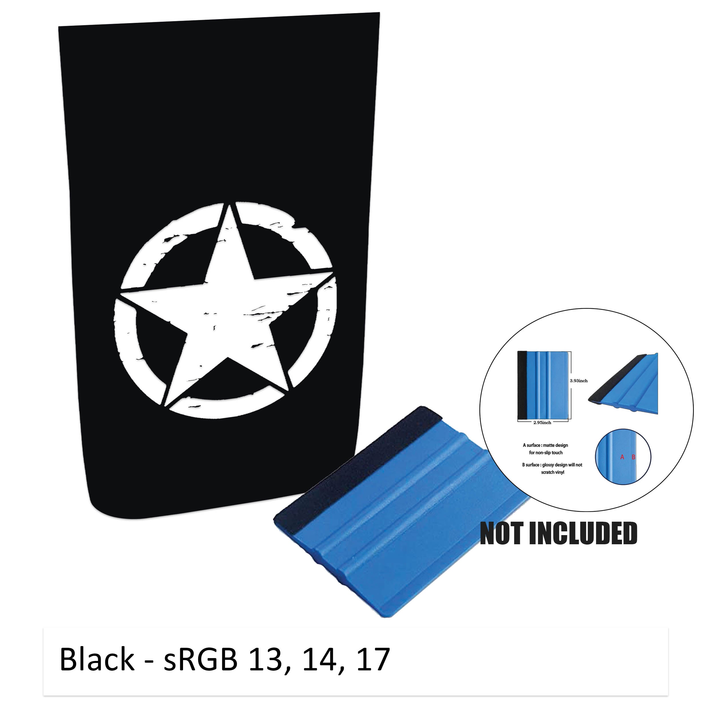 Black Rubicon hood decal featuring distressed Alpha Romeo military star shown flat with no cowl washer cutouts