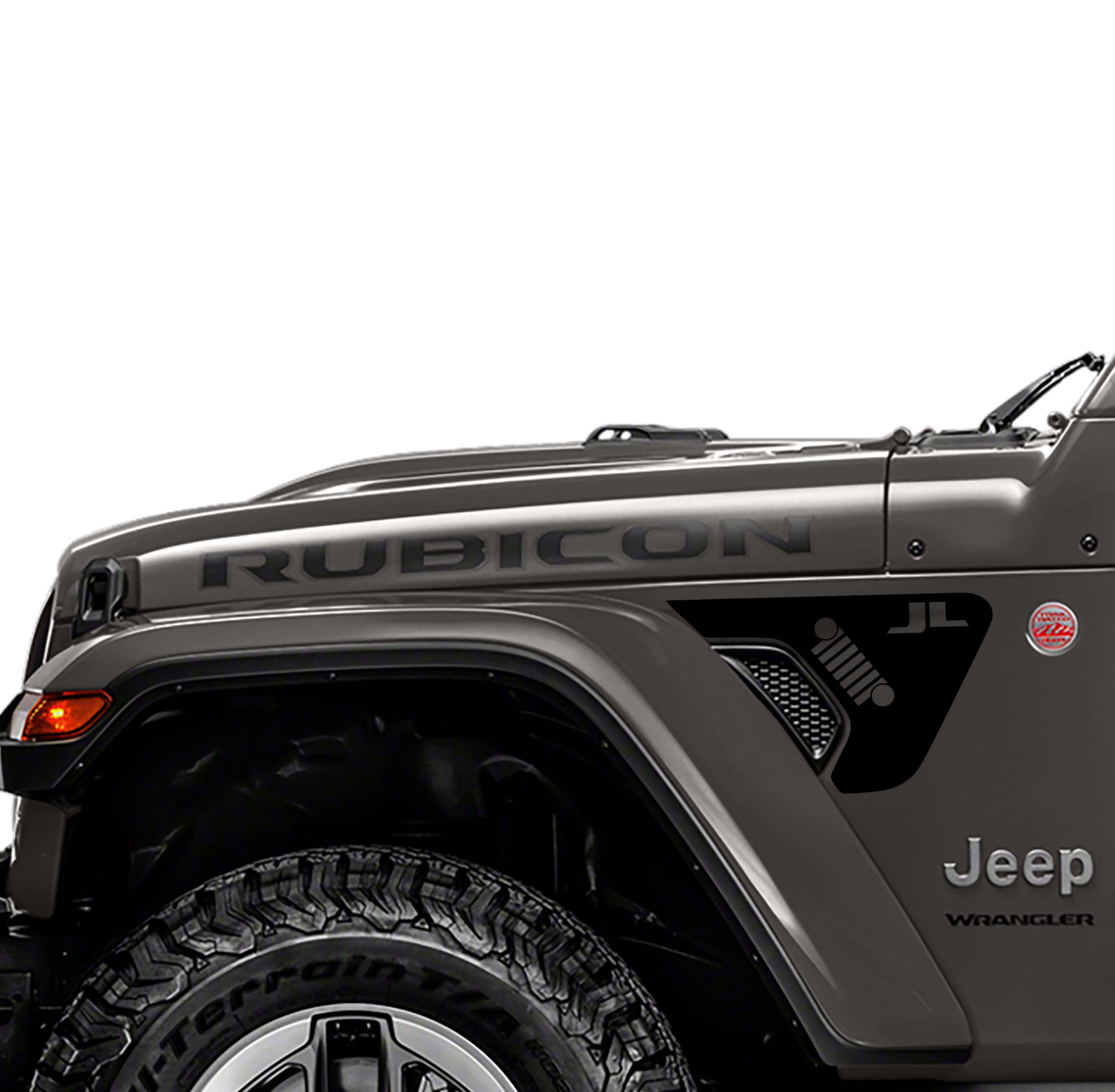 Wrangler with JL Lettering Fender Vent Vinyl Transfer Decal - Fits Jeep Wrangler JL/Jeep Gladiator JT 2018+