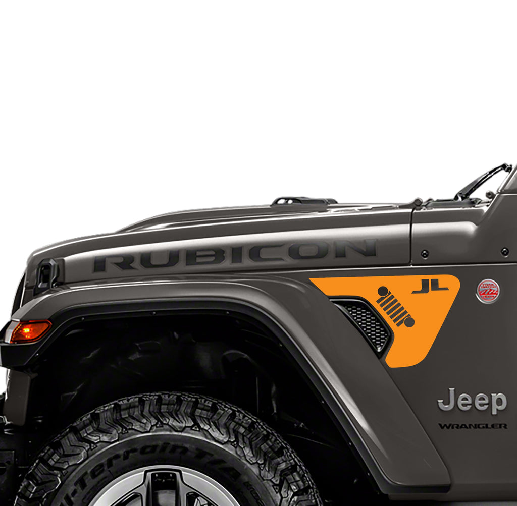 Wrangler with JL Lettering Fender Vent Vinyl Transfer Decal - Fits Jeep Wrangler JL/Jeep Gladiator JT 2018+