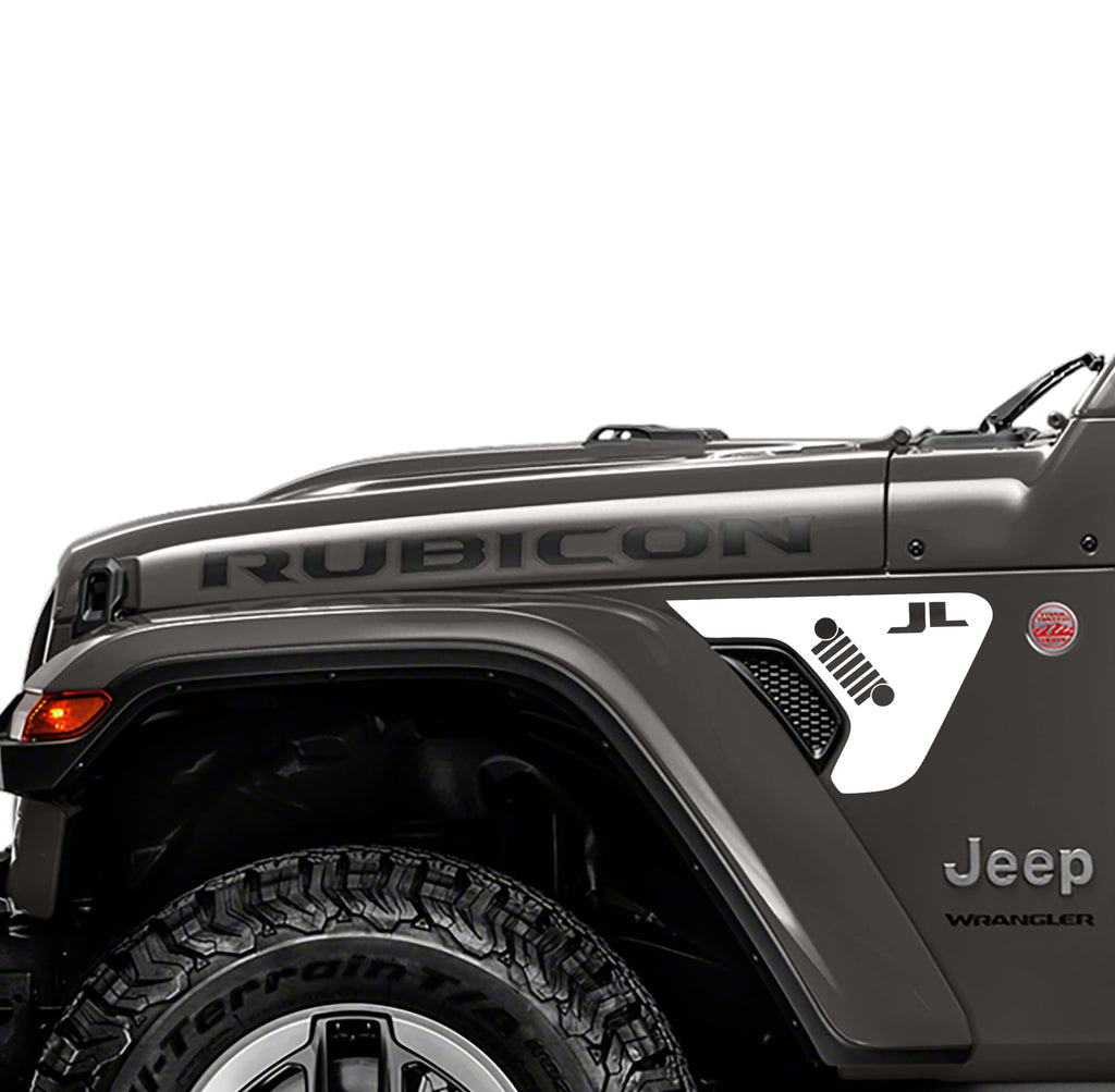 Wrangler with JL Lettering Fender Vent Vinyl Transfer Decal - Fits Jeep Wrangler JL/Jeep Gladiator JT 2018+