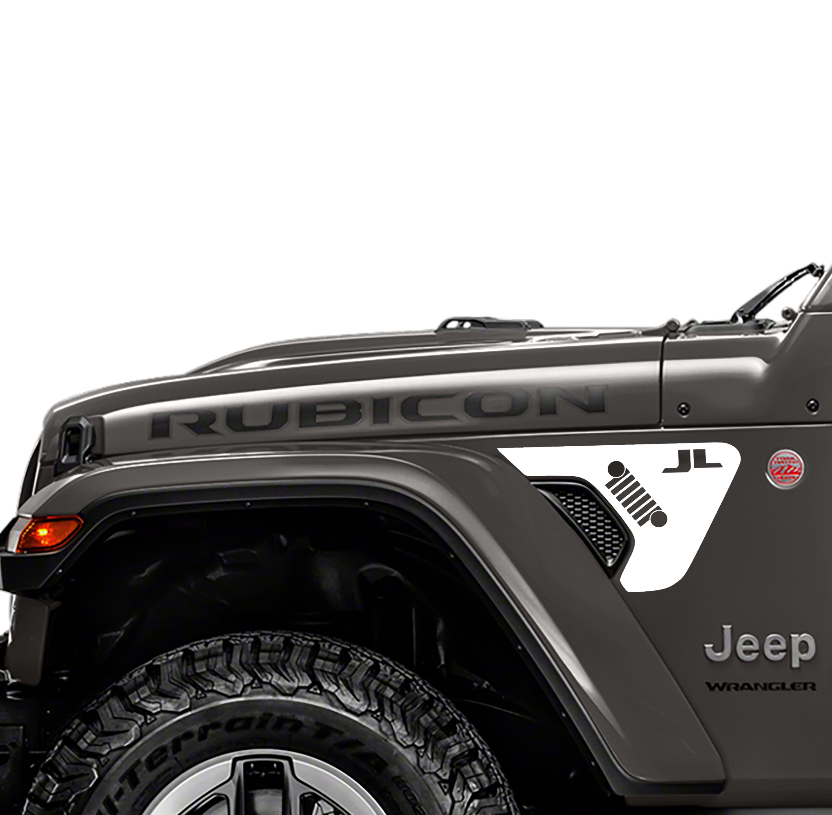 Wrangler with JL Lettering Fender Vent Vinyl Transfer Decal - Fits Jeep Wrangler JL/Jeep Gladiator JT 2018+