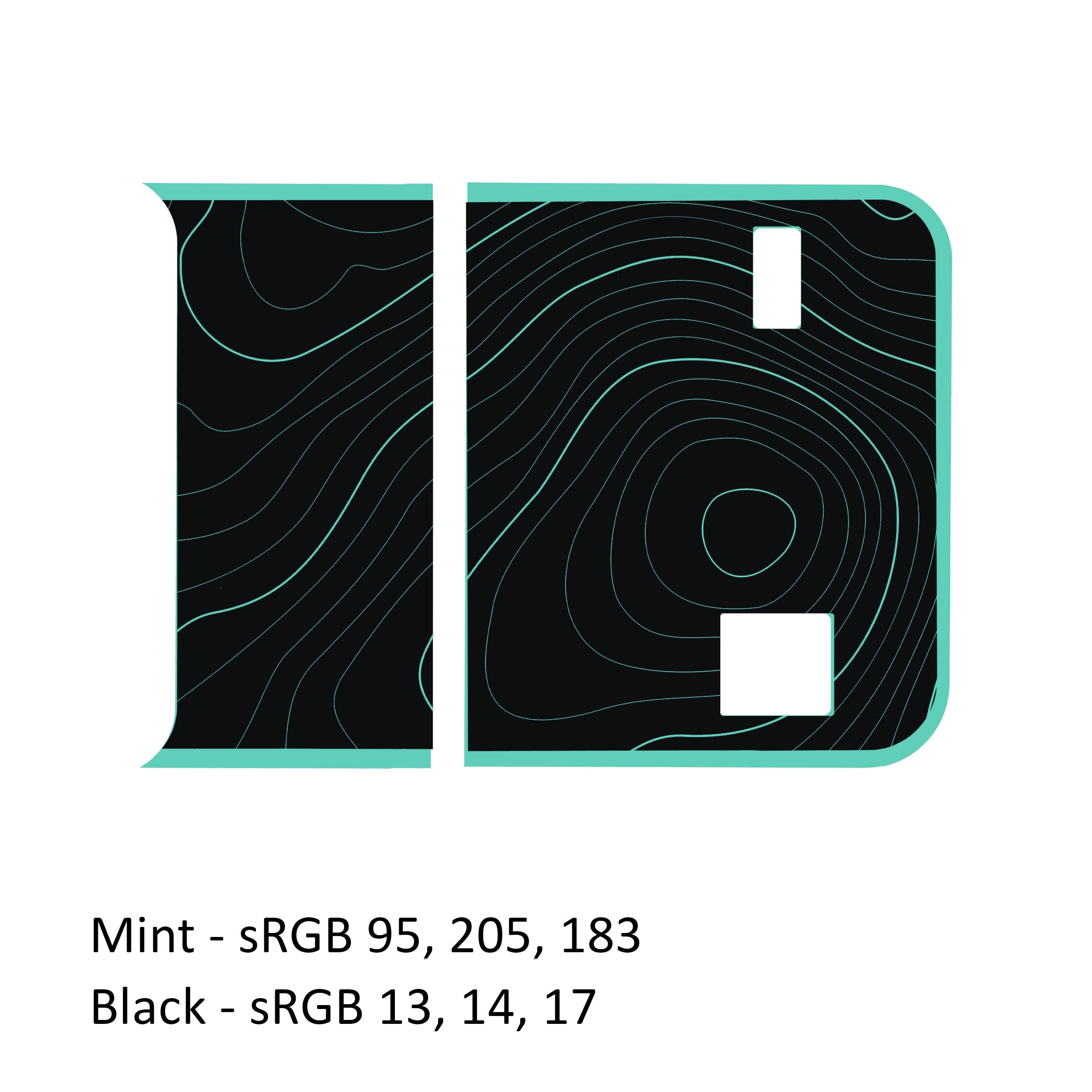 Mint green and black topographic bordered blackout tailgate decal on JL Wrangler