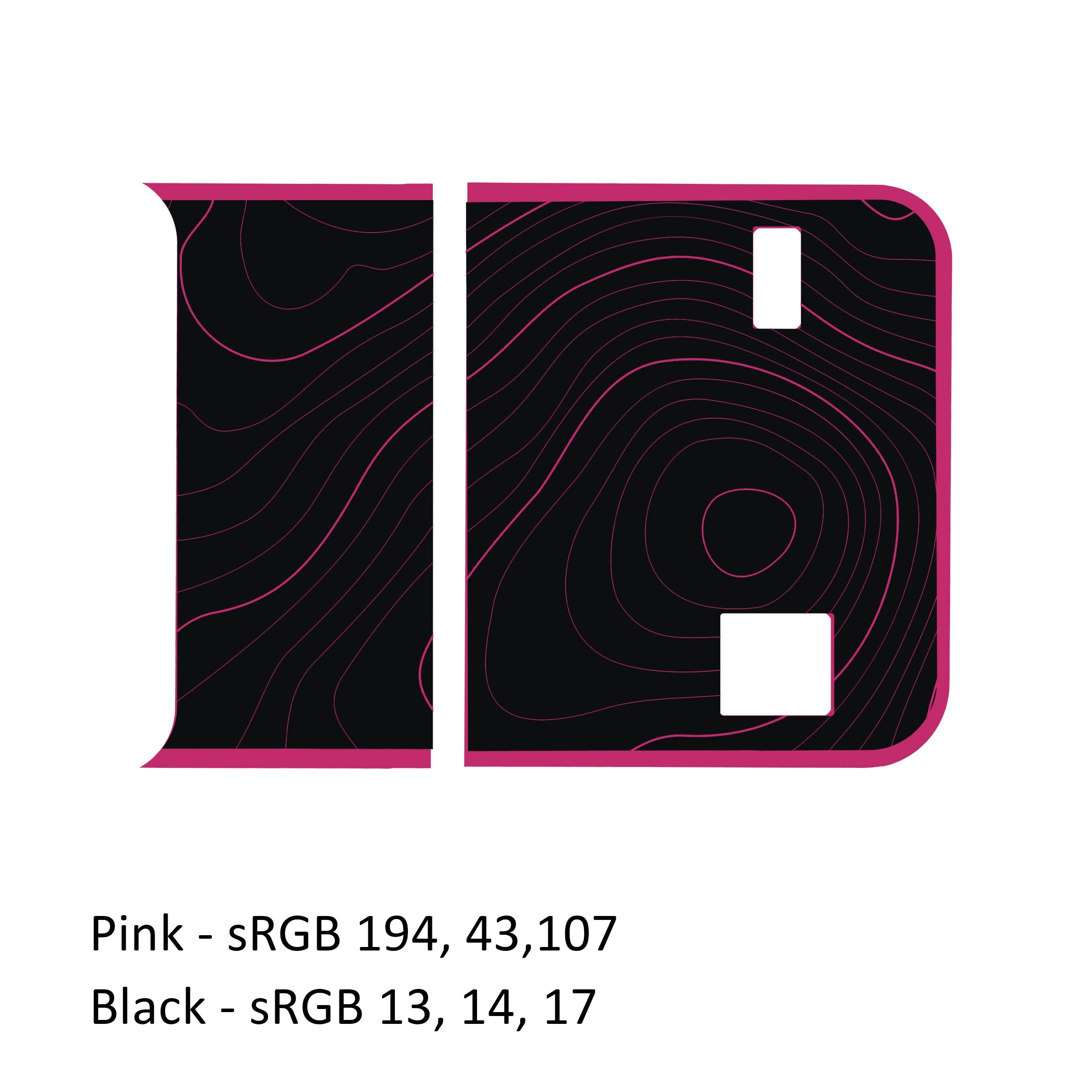 Pink and black topographic bordered blackout 2-color tailgate decal for JL JLU Wrangler rear