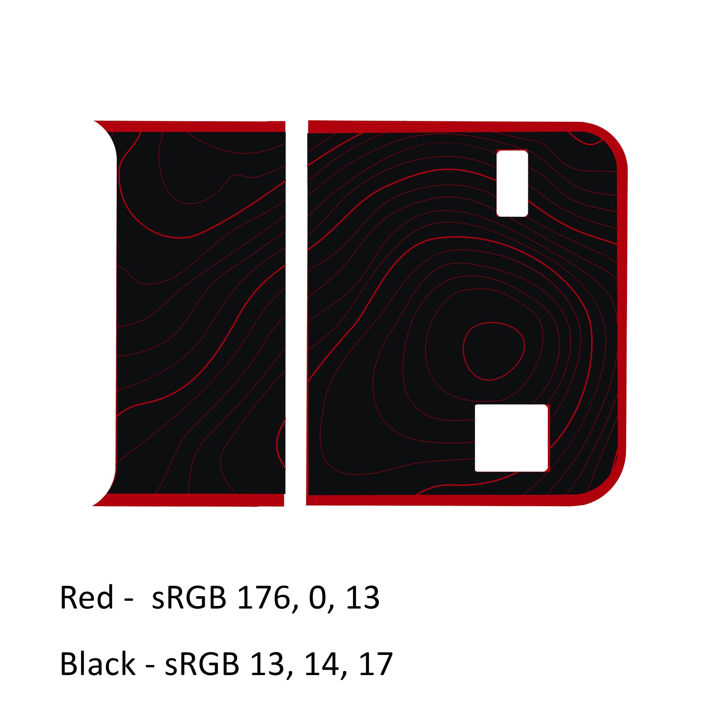 Dark red and black topographic bordered blackout tailgate decal pictured on a JL Wrangler tailgate