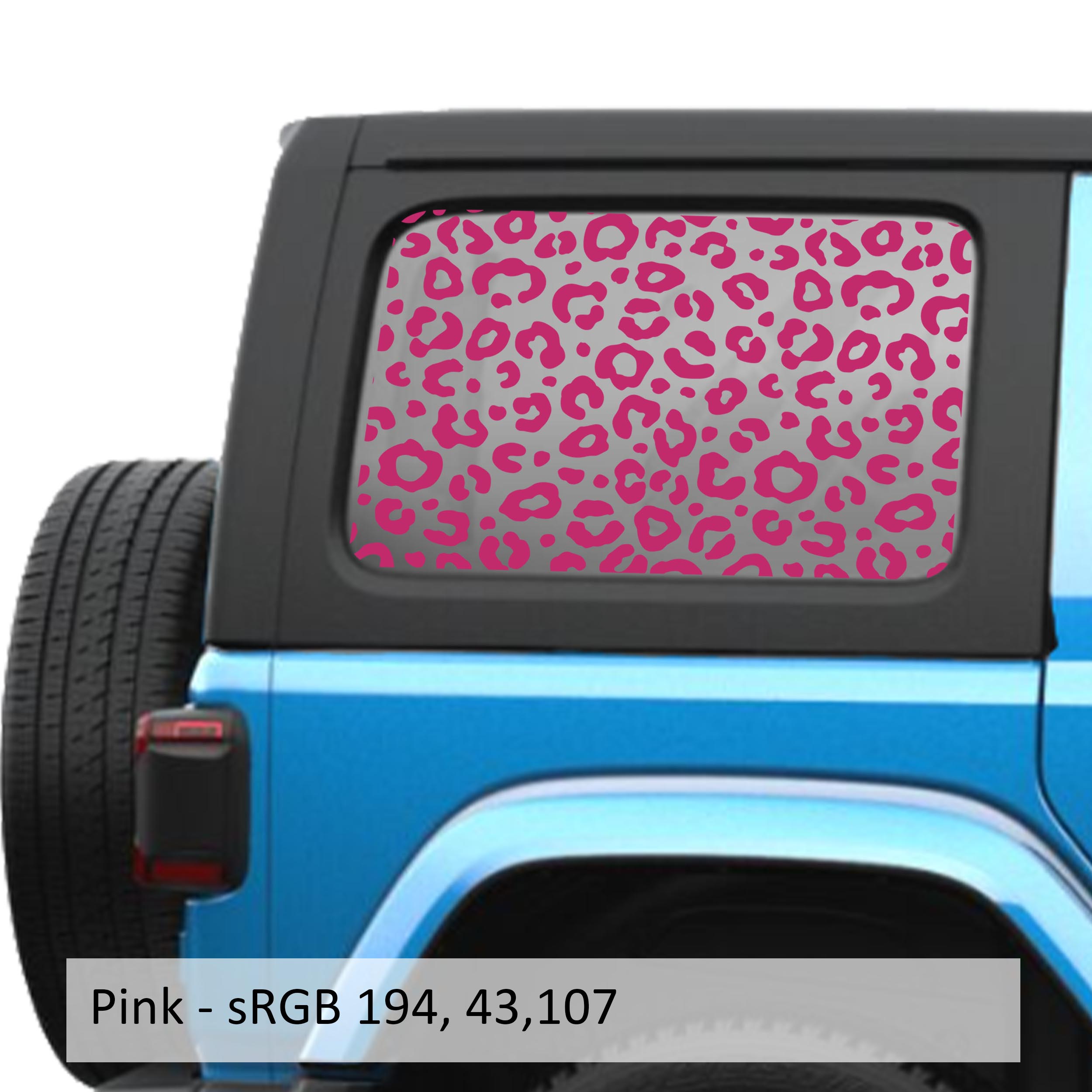 Pink leopard cheetah print JLU hardtop window decal set for Jeep Wrangler JLU 2018 plus