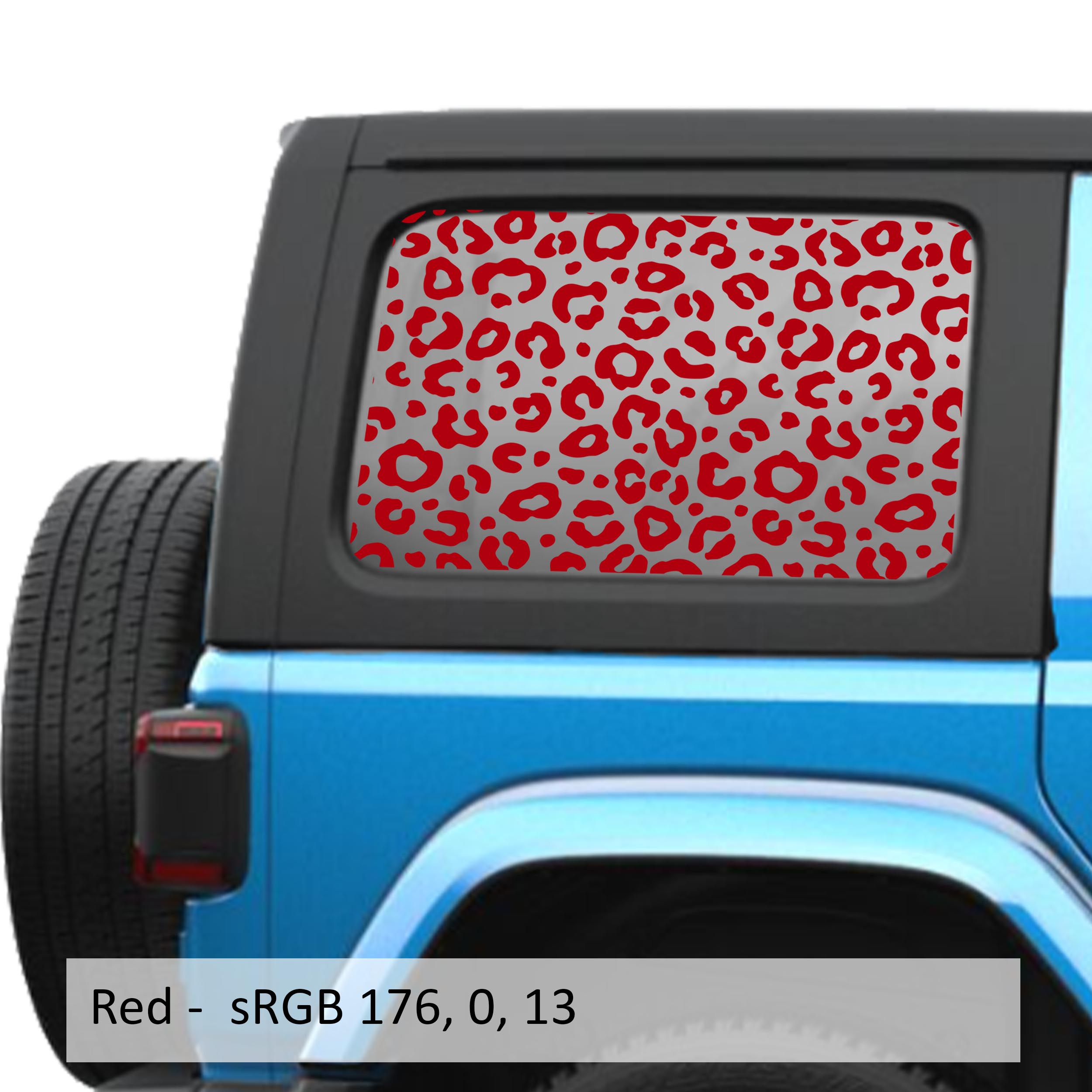 Red leopard cheetah print JLU hardtop window decal set for Jeep Wrangler JLU 2018 plus