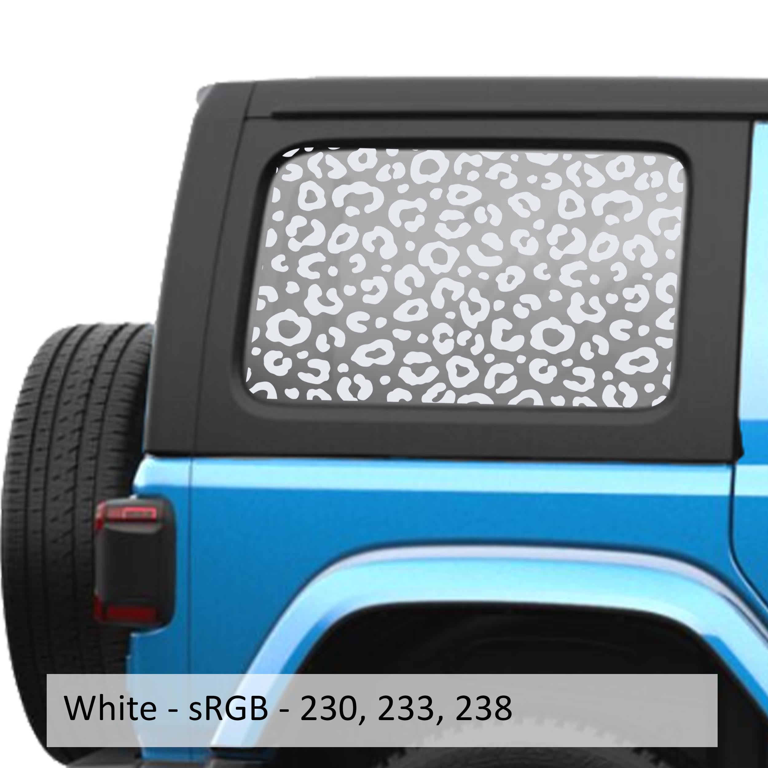 White leopard cheetah print JLU hardtop window decal set for Jeep Wrangler JLU 2018 plus
