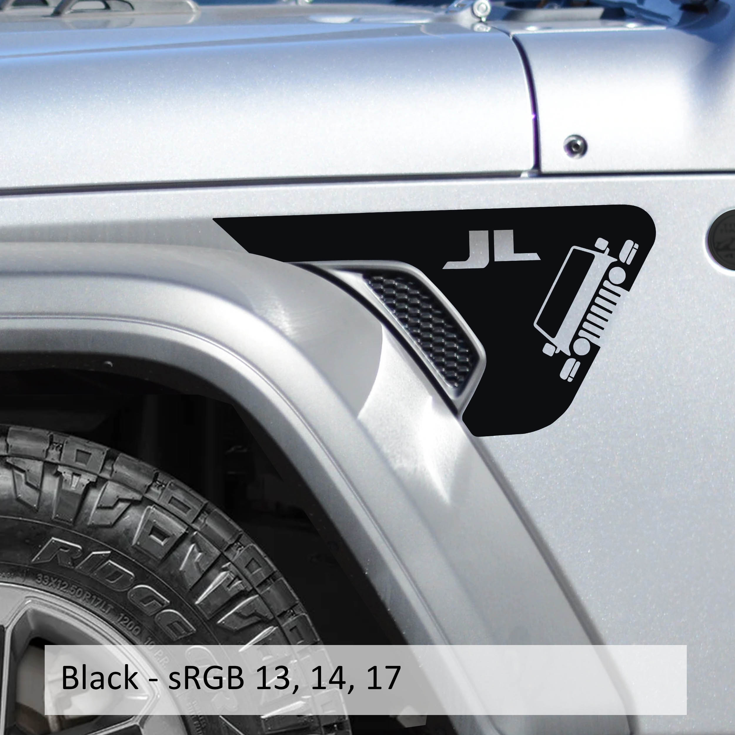 Jeep JL Grill Logo w/ JL Letters  Vent Vinyl Decal