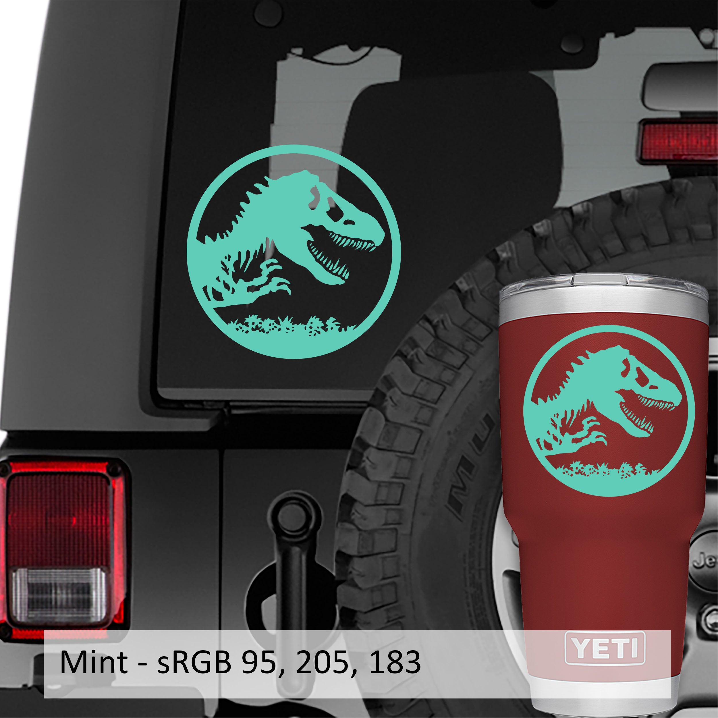  Jurassic T-Rex Fossil Dinosaur Logo Vinyl Decal Sticker