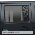 Black leopard print side window decal set for Jeep Wrangler JKU 2007 to 2018 four-door