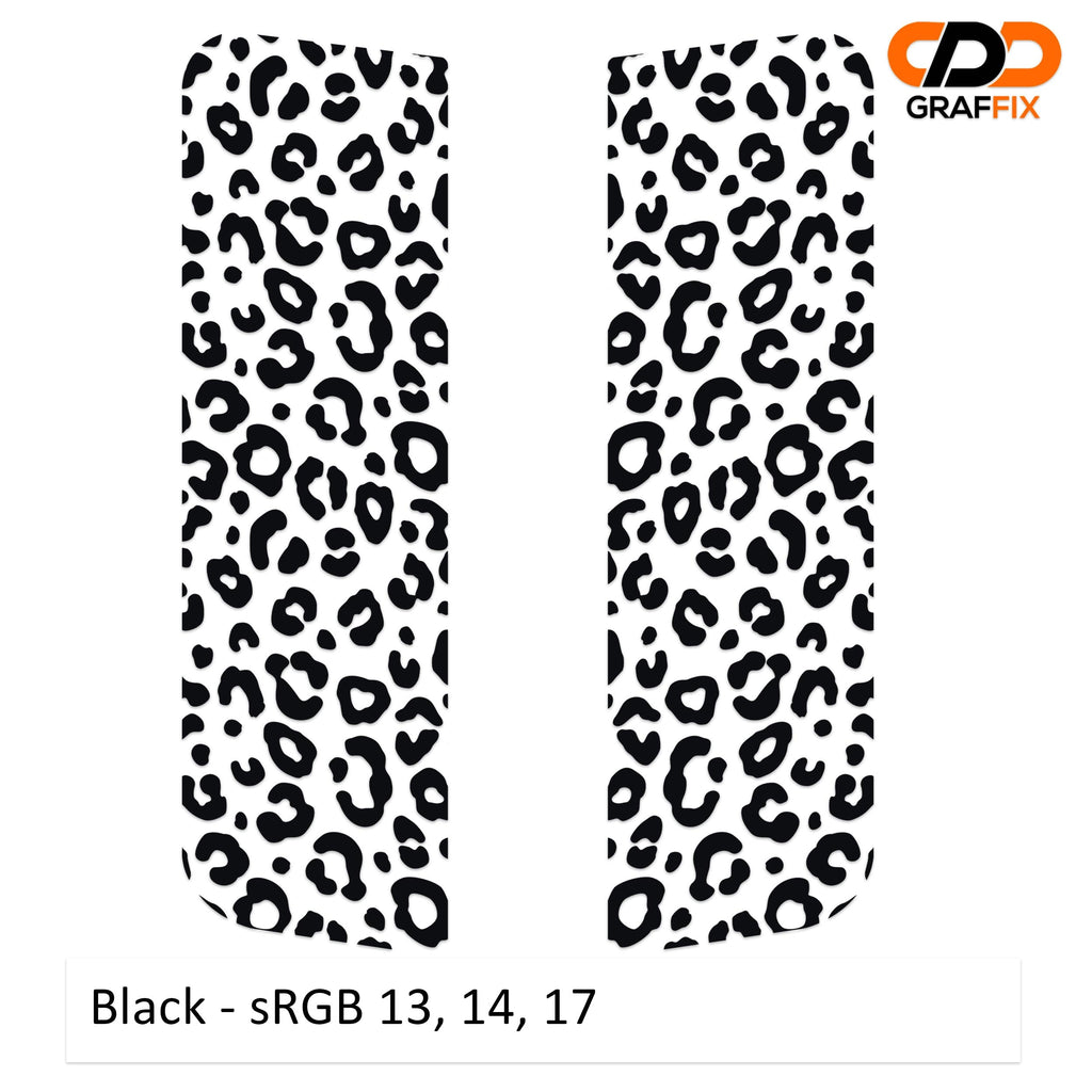 Black leopard print side window decal close-up for Jeep Wrangler JKU 2007 to 2018 four-door