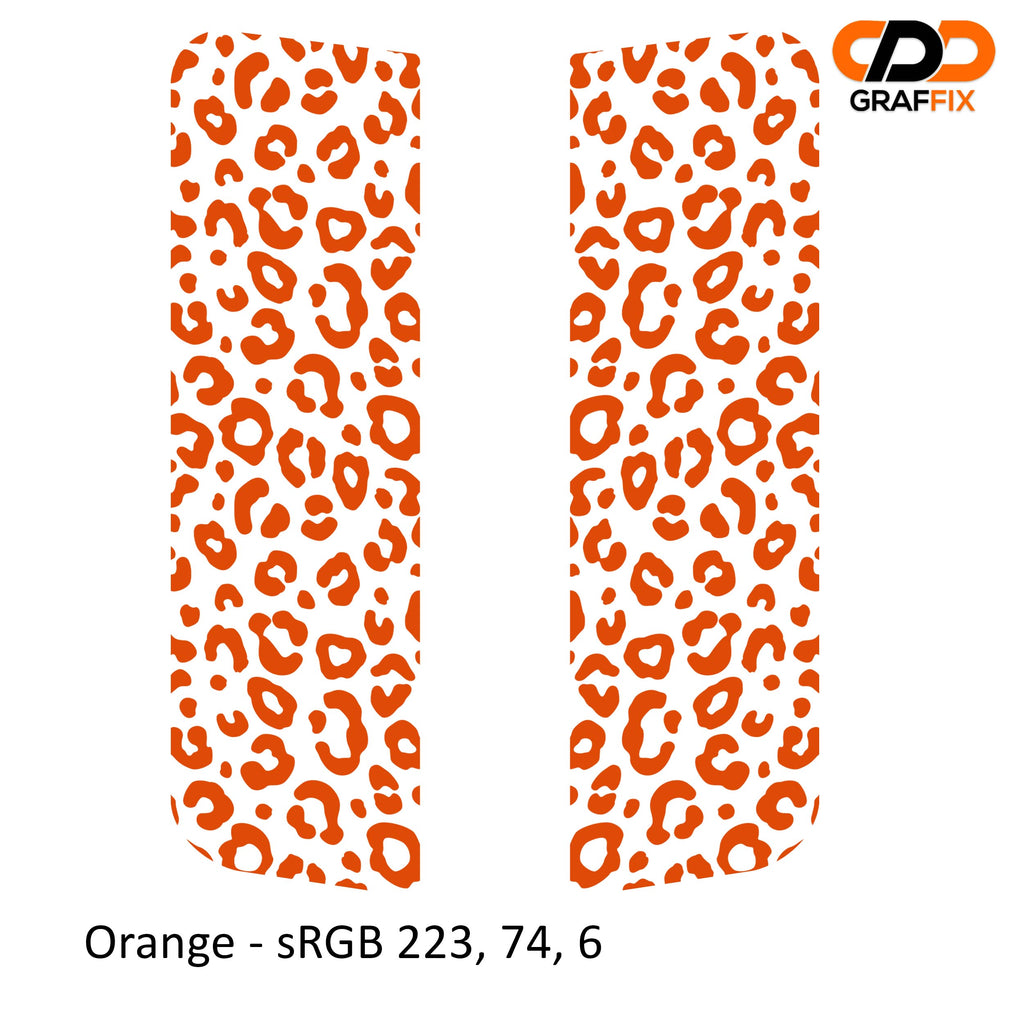 Orange leopard print side window decal set for Jeep Wrangler JKU 2007 to 2018 four-door