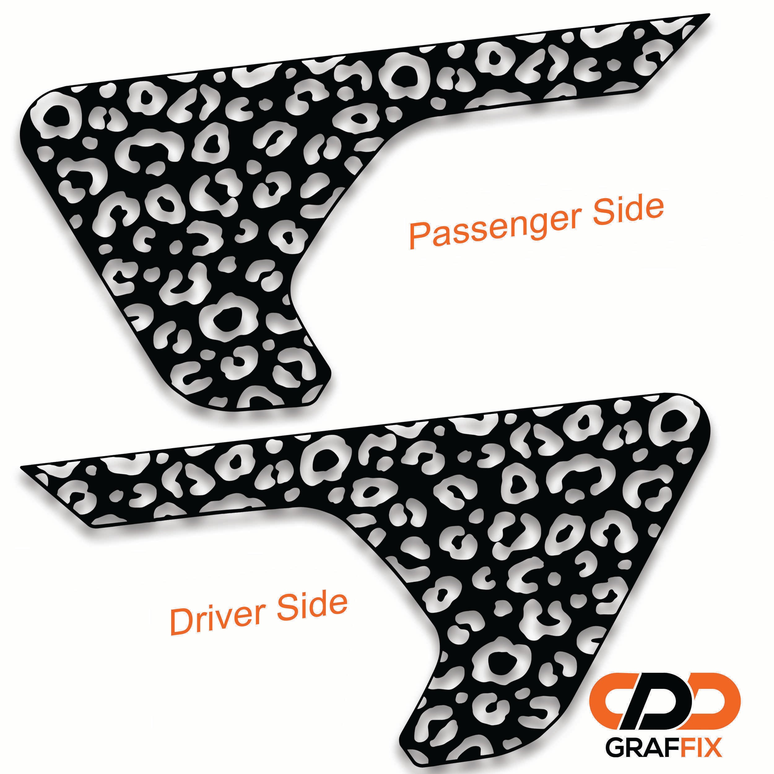 Leopard print pattern fender vent decal application close-up for Jeep Wrangler JL Gladiator JT