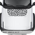 Leopard Print blackout hood vinyl decal shown installed on the hood of a 2021+ Ford Bronco SUV