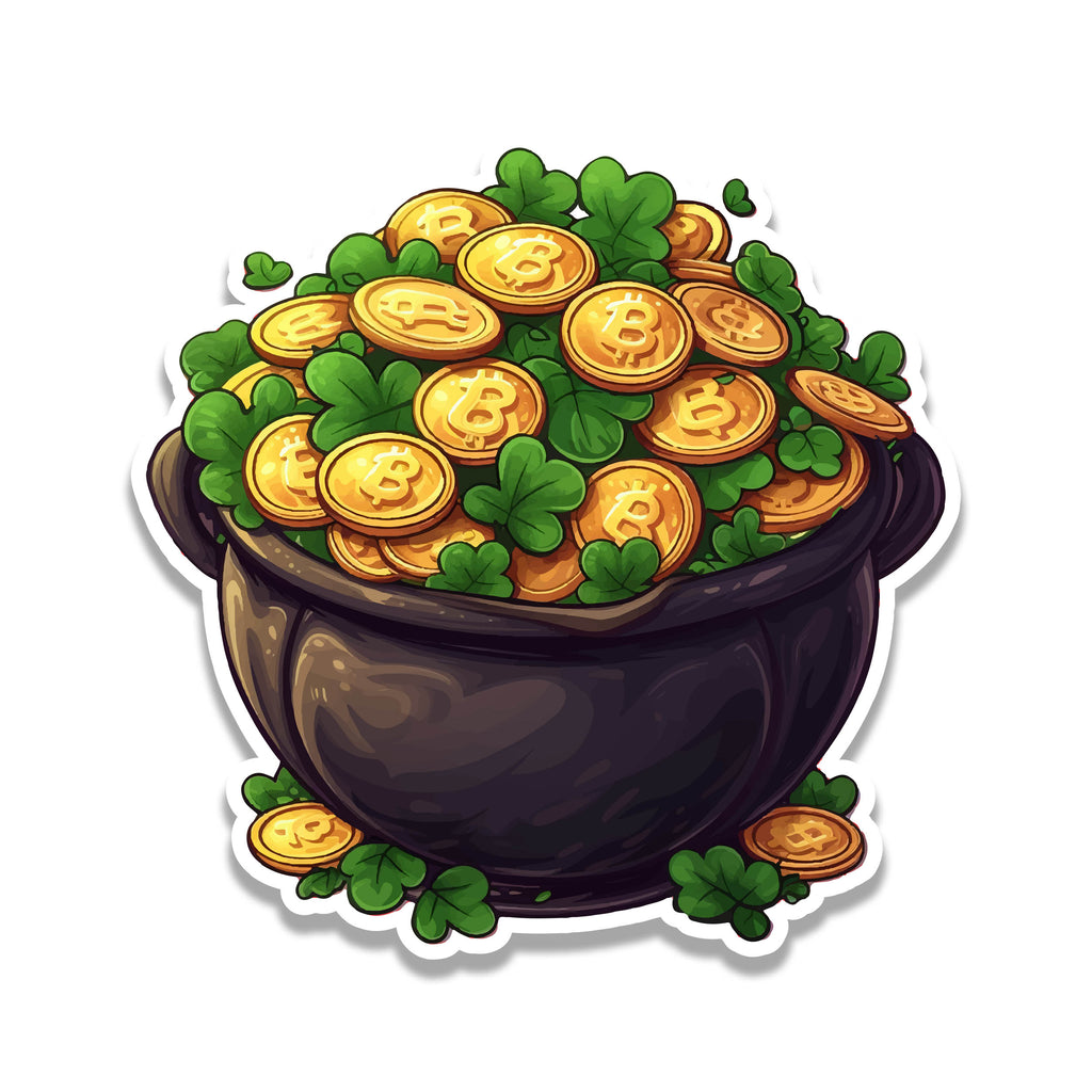 Leprechaun's Bitcoin Cauldron Vinyl Sticker