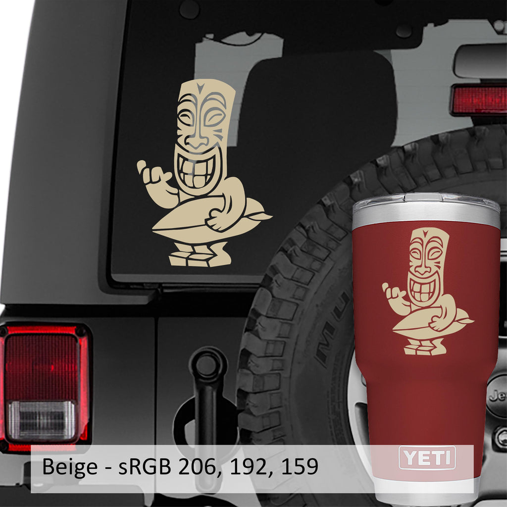 Aloha Tiki Surfer Vinyl Decal Sticker