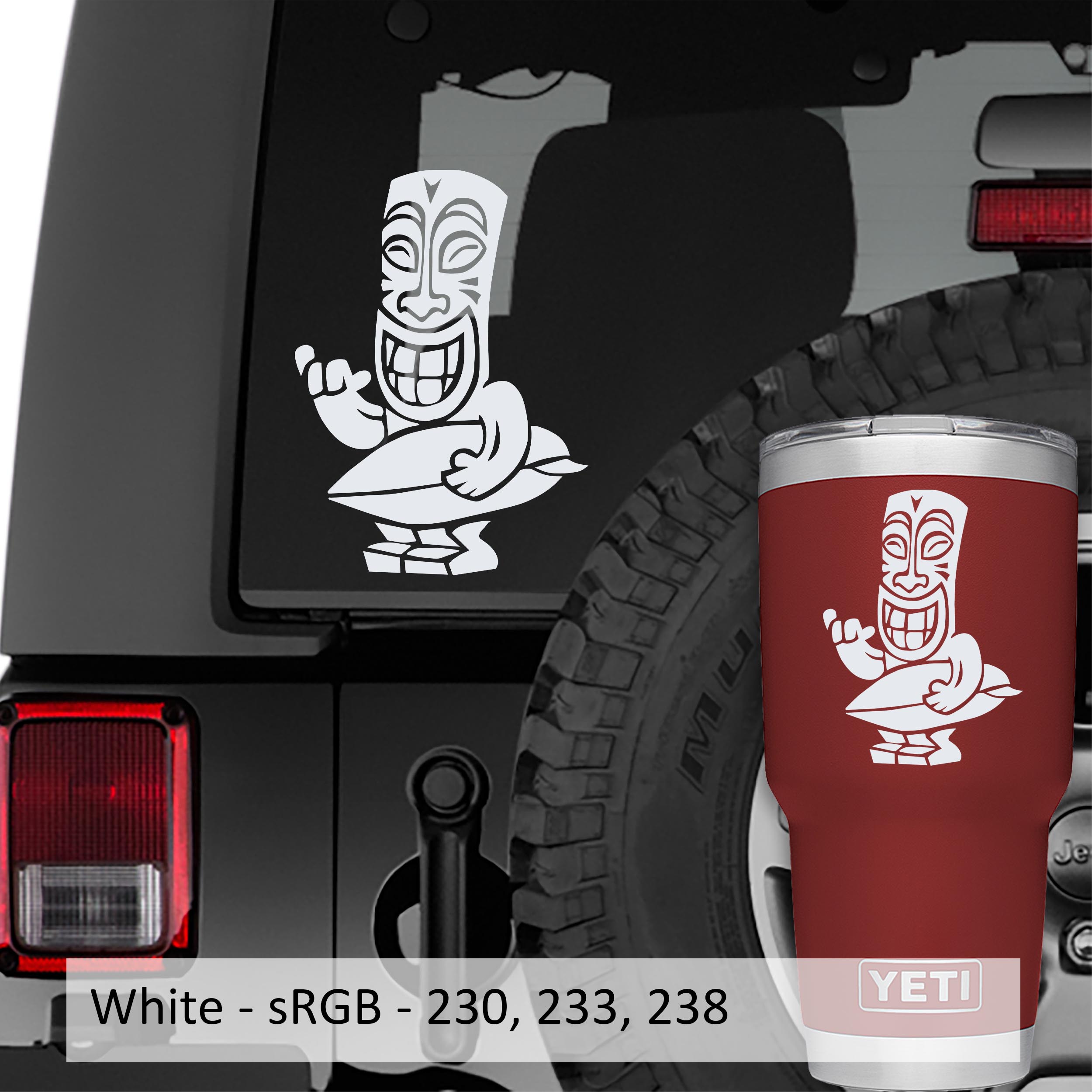 Aloha Tiki Surfer Vinyl Decal Sticker
