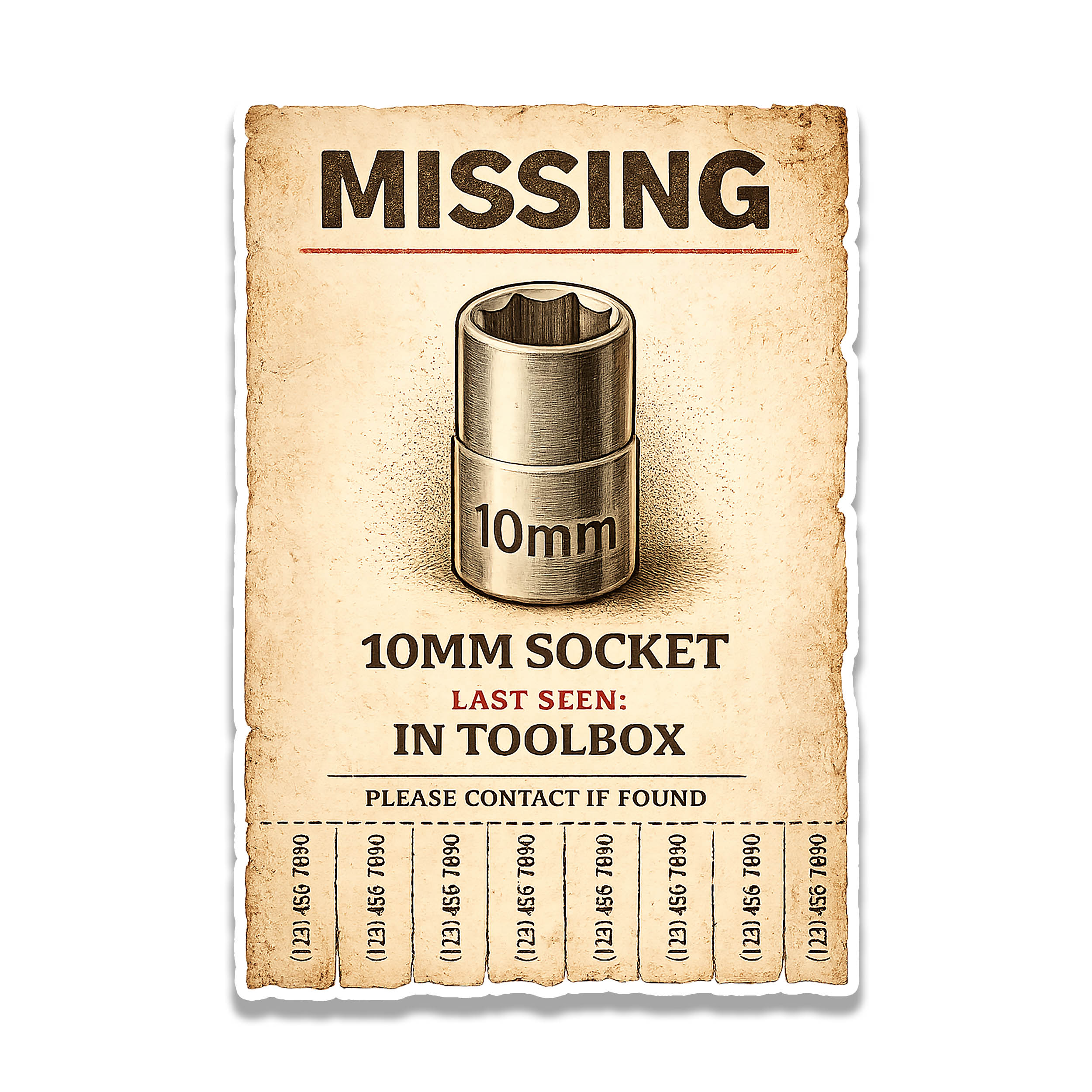Missing 10mm Socket Vinyl Sticker